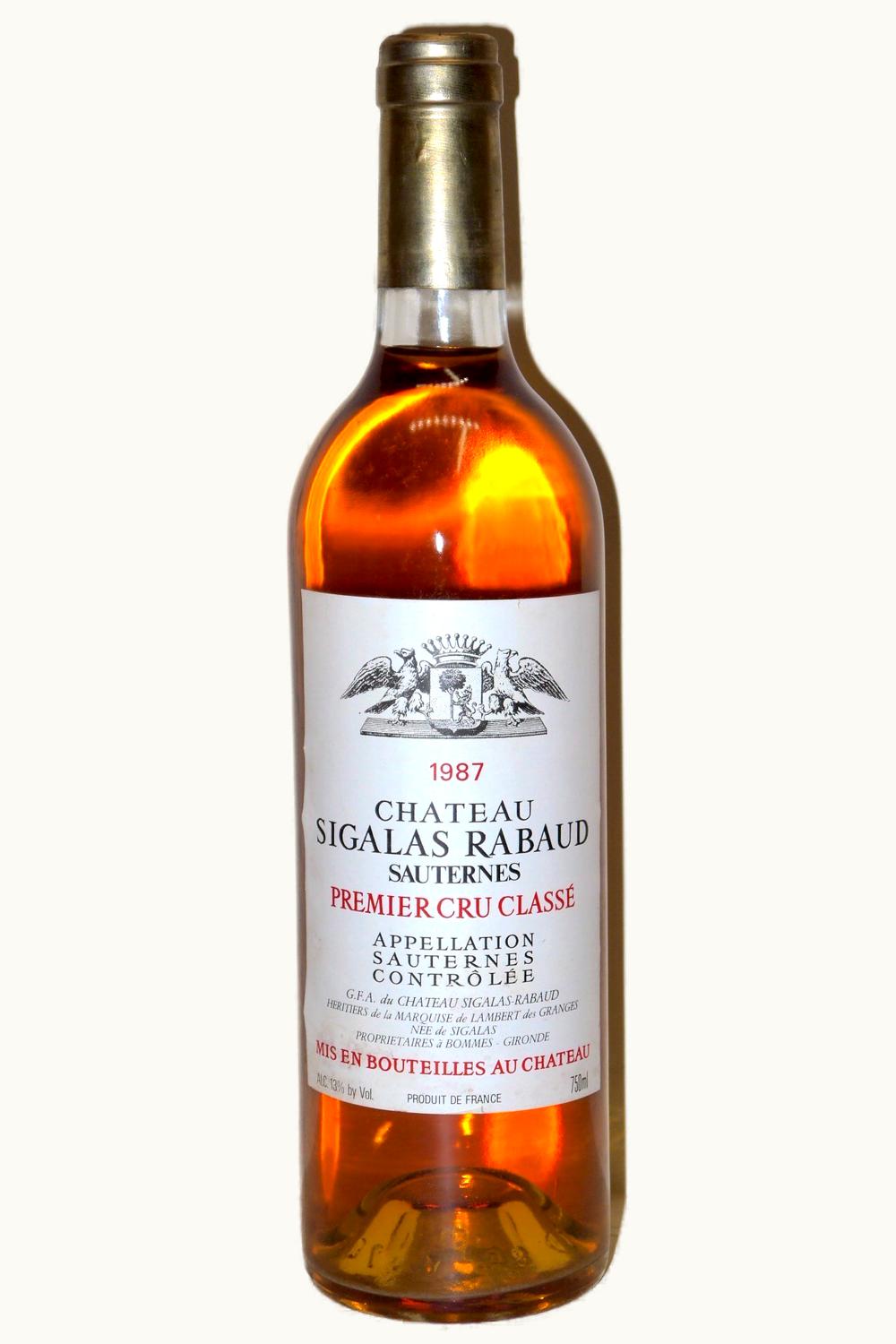 Château Sigalas-Rabaud Château Sigalas-Rabaud Sauternes Bordeaux, 1987