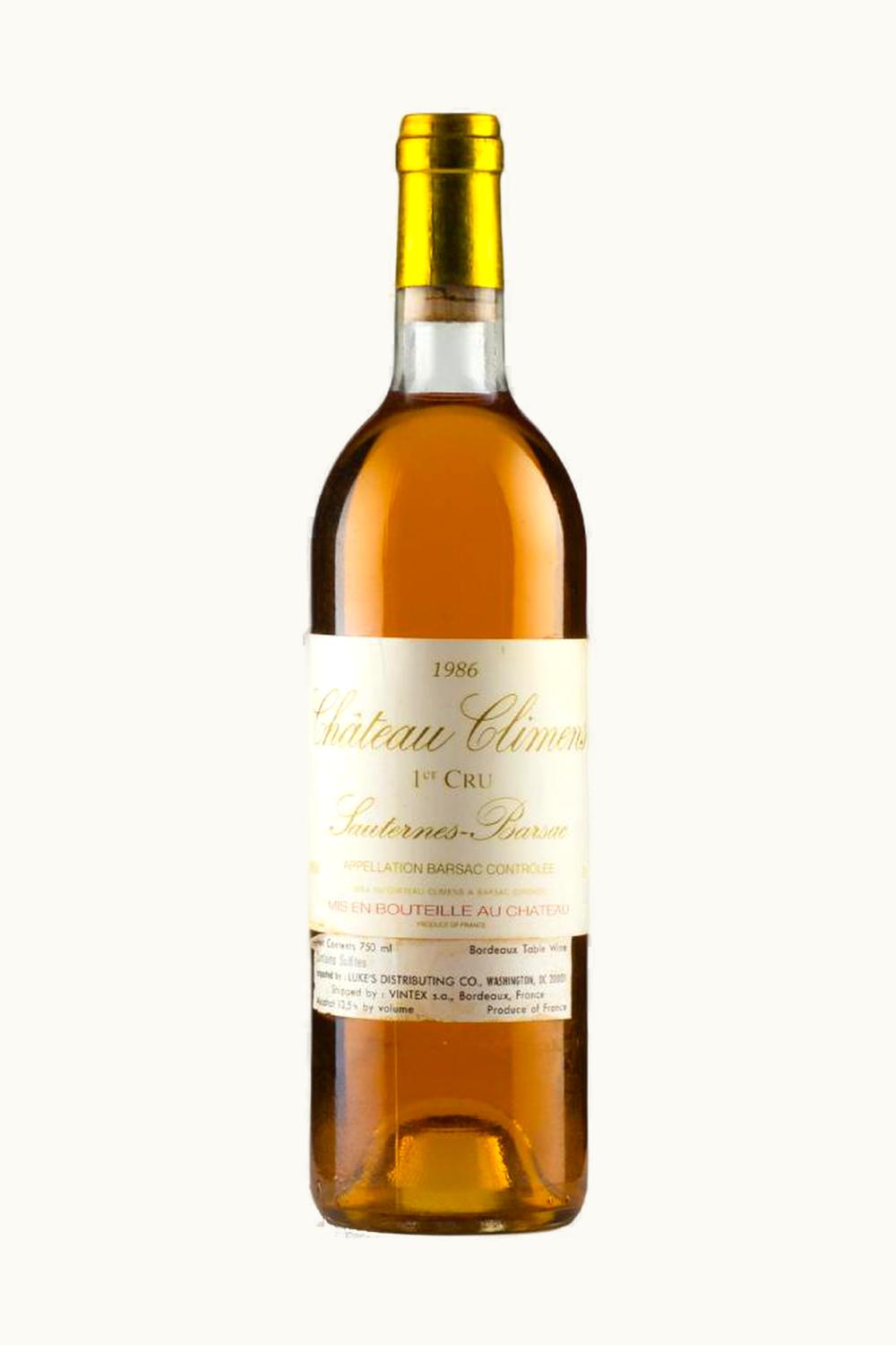 Château Climens Château Climens Barsac Sauternes Bordeaux, 1986