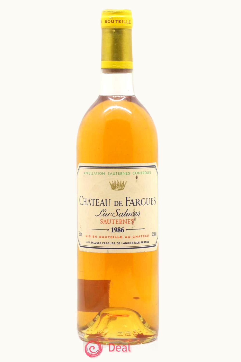 Château de Fargues de Fargues Sauternes Bordeaux, 1986