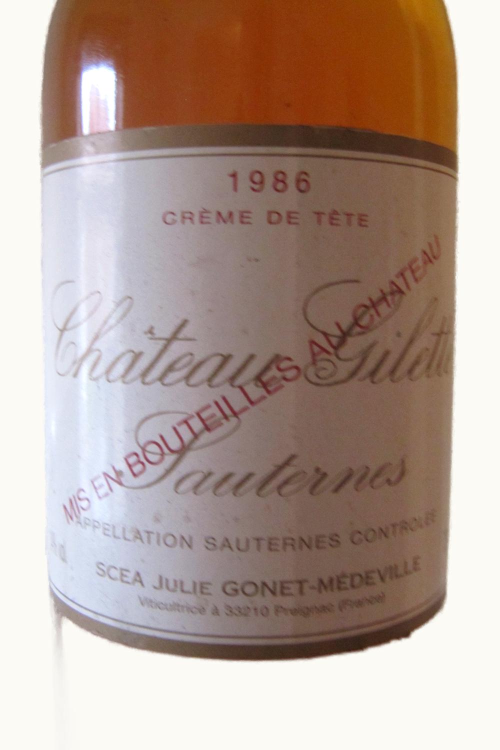 Gilette Crème de Tête Gilette Crème de Tête Creme de Tete Sauternes Bordeaux, 1986