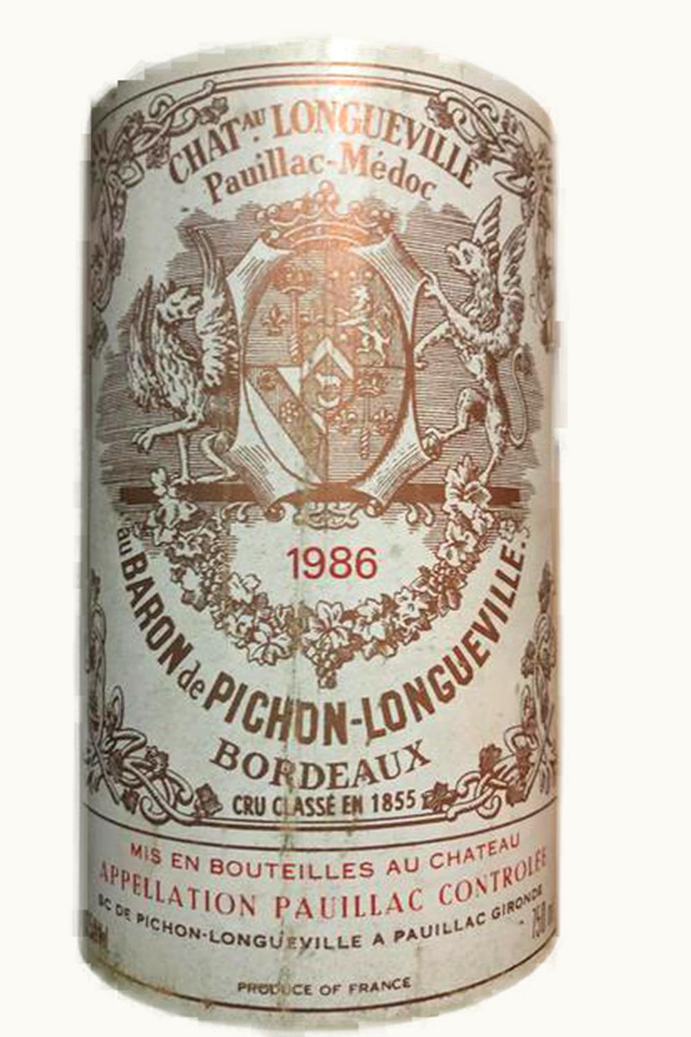 Château Pichon Longueville Baron Château Pichon Longueville Baron Pauillac Medoc Bordeaux, 1986