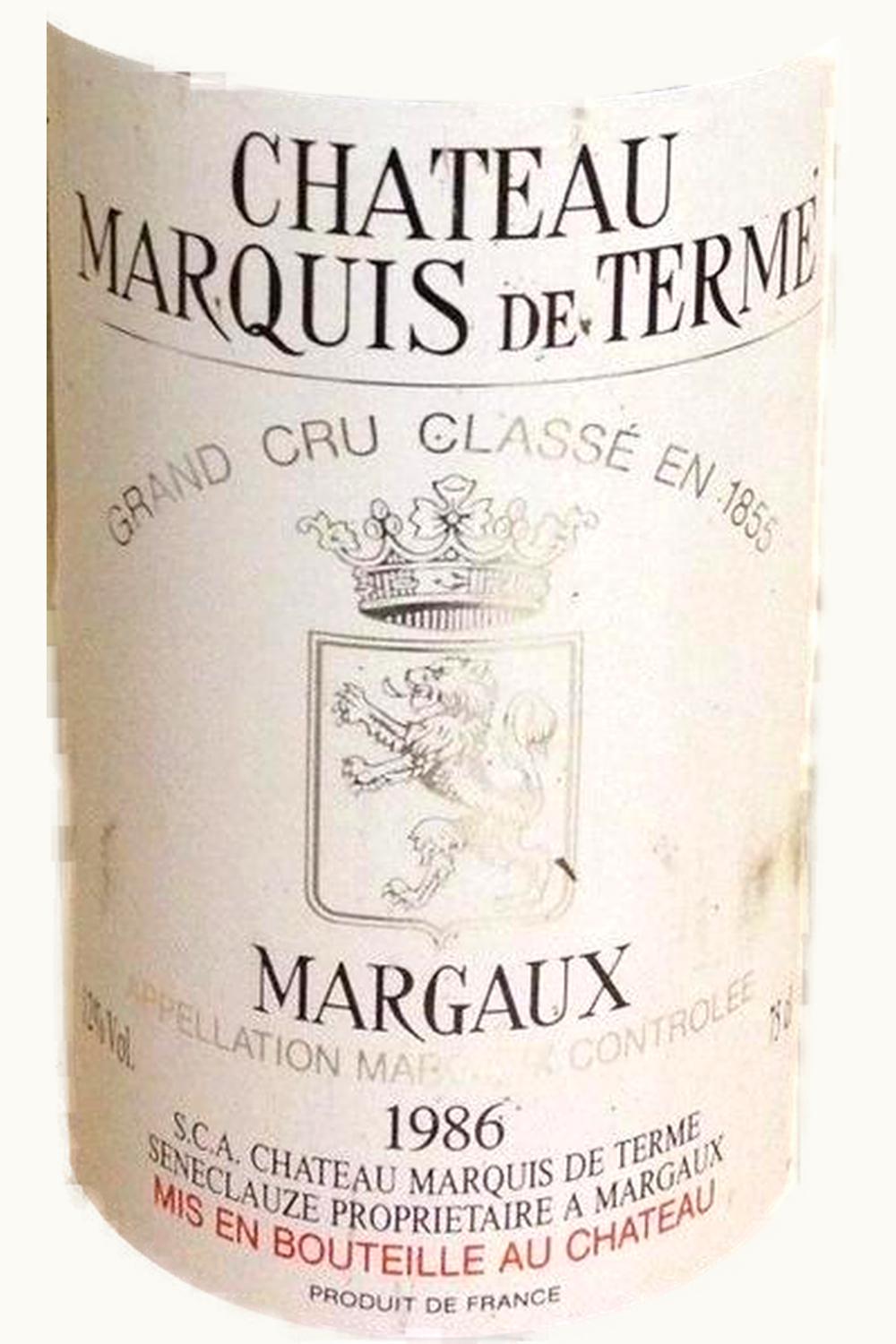 Château Marquis de Terme Château Marquis de Terme Margaux Medoc Bordeaux, 1986