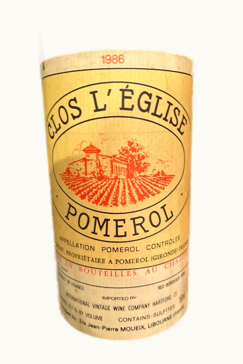 Clos l'Eglise Clos l'Eglise Pomerol Bordeaux, 1986