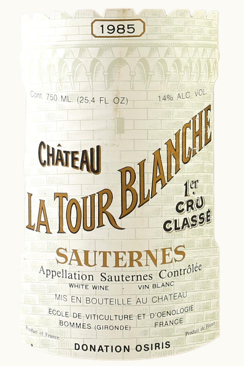 Château La Tour Blanche Château La Tour Blanche Sauternes Bordeaux, 1985