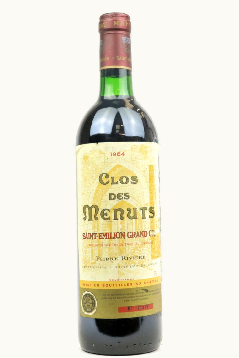 Clos de Menuts St-Emilion Grand Cru Bordeaux, 1984
