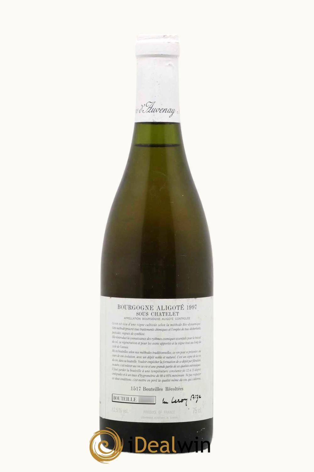 Leroy Domaine d'Auvenay Dom d'Auvenay Sous Châtelet Bourgogne Aligoté, 1997