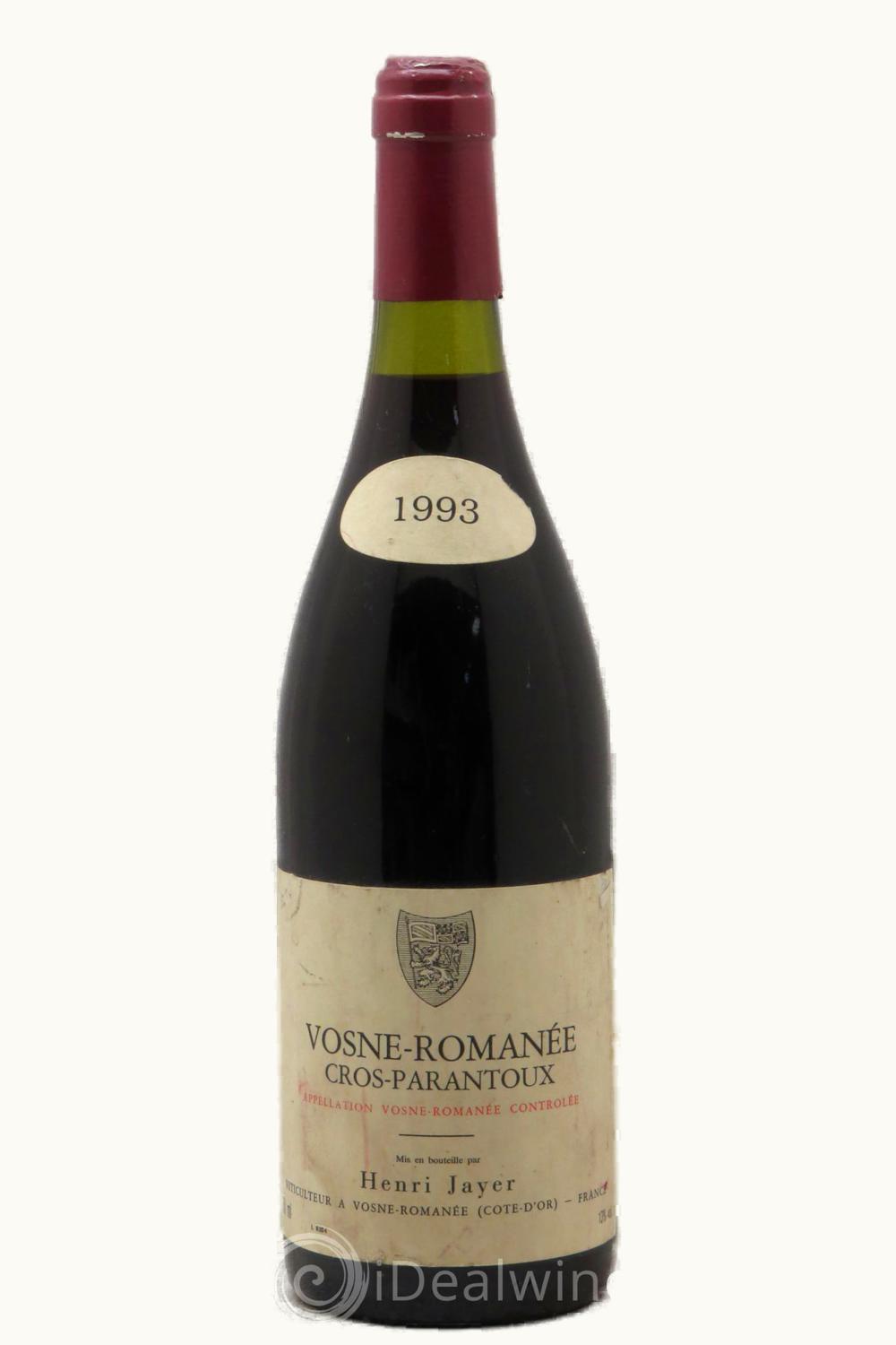 Domaine Henri Jayer Domaine Henri Jayer Cros Parantoux Vosne Romanee Premier Cru Cote de Nuit Burgundy, 1993
