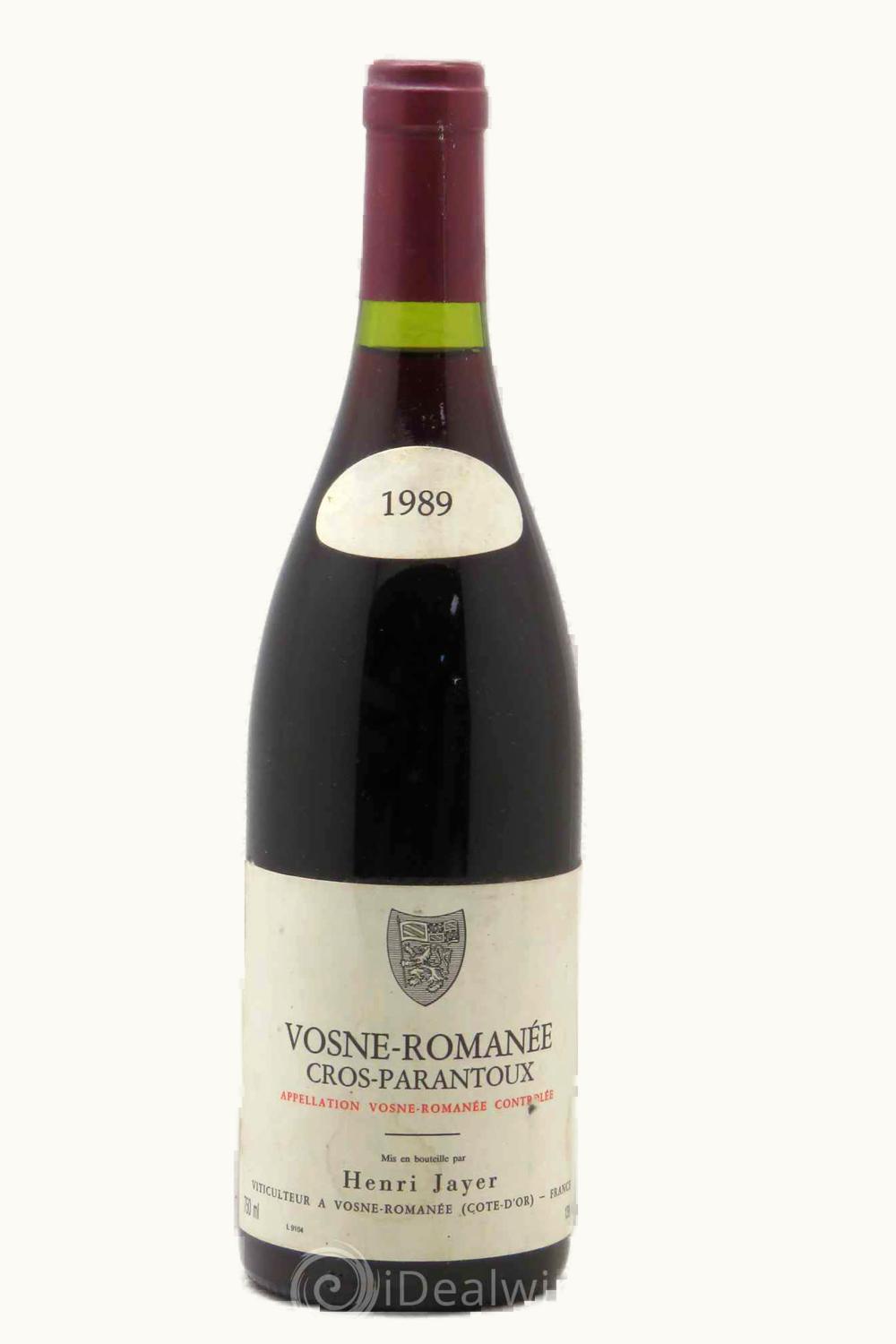 Domaine Henri Jayer Domaine Henri Jayer Cros Parantoux Vosne-Romanee Premier Cru Cote de Nuit, 1989