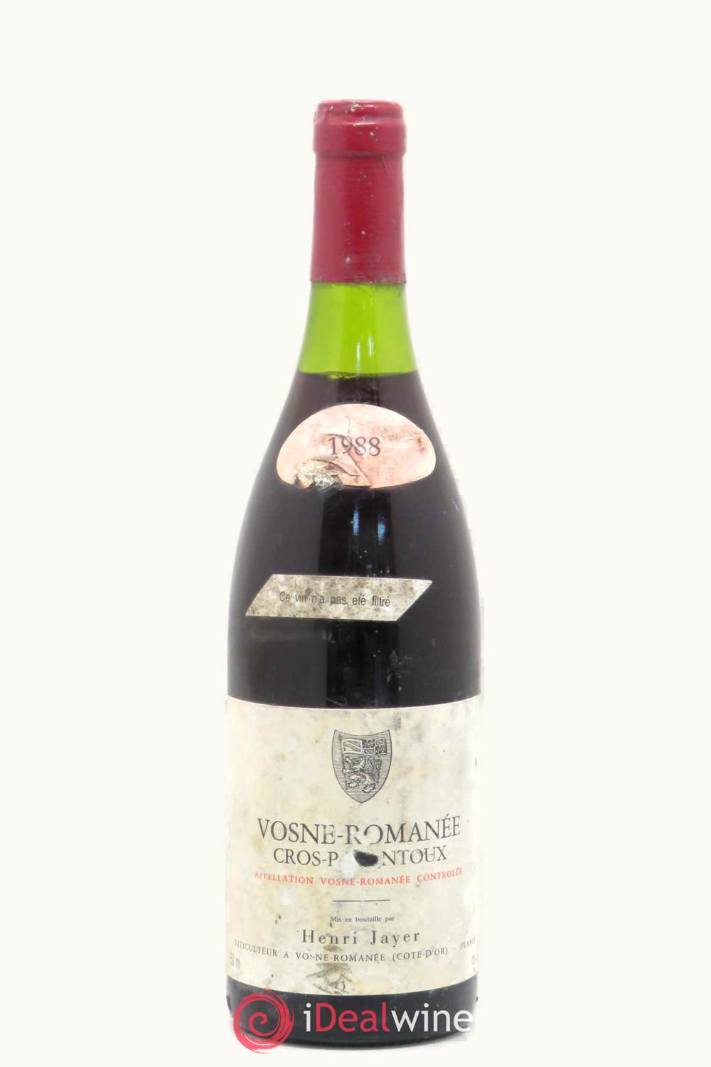 Domaine Henri Jayer Domaine Henri Jayer Cros Parantoux Vosne-Romanee Premier Cru Cote de Nuit, 1988