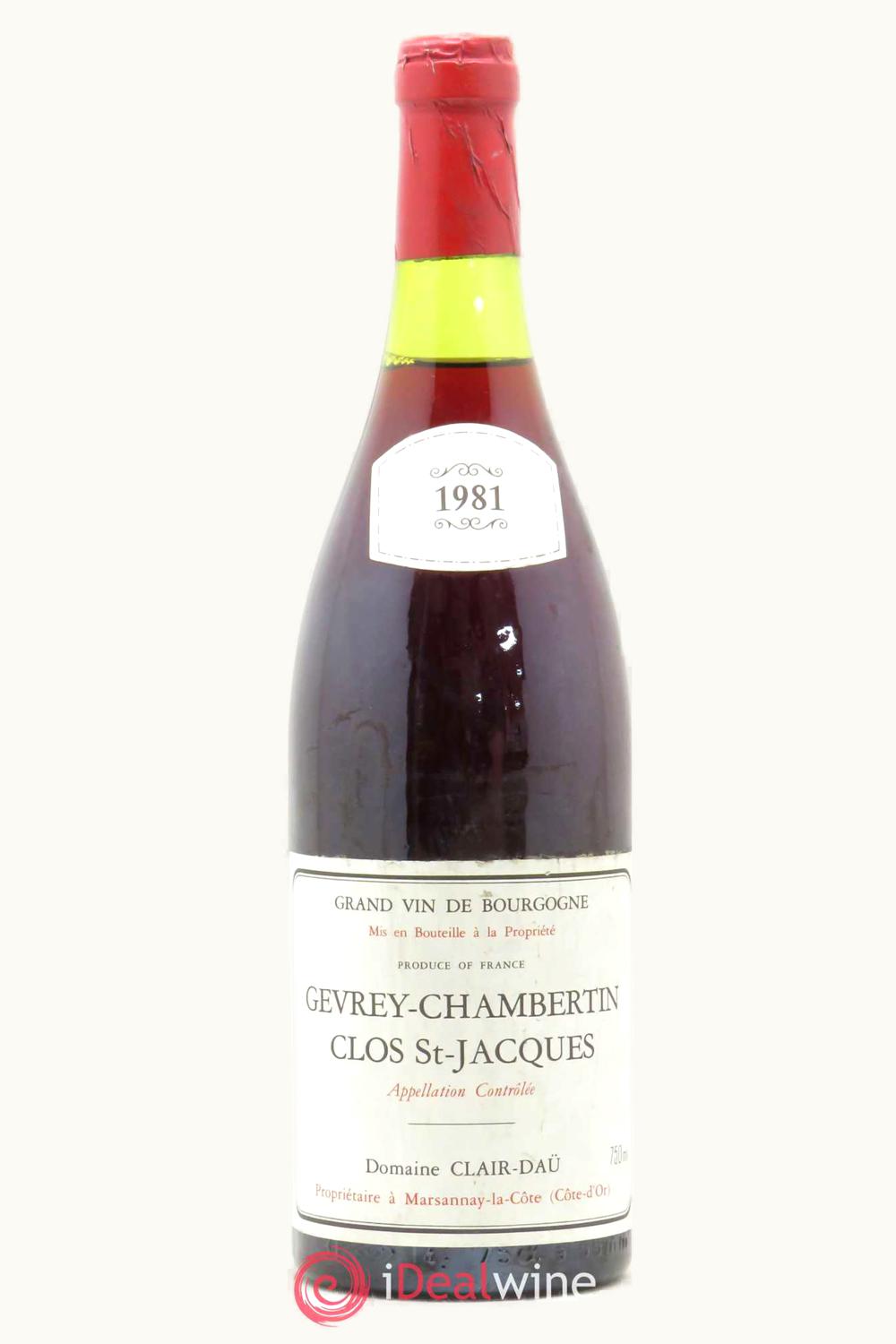 Domaine Clair Dau Clos St Jacques Gevrey Chambertin Premier Cru Cote de Nuit, 1980