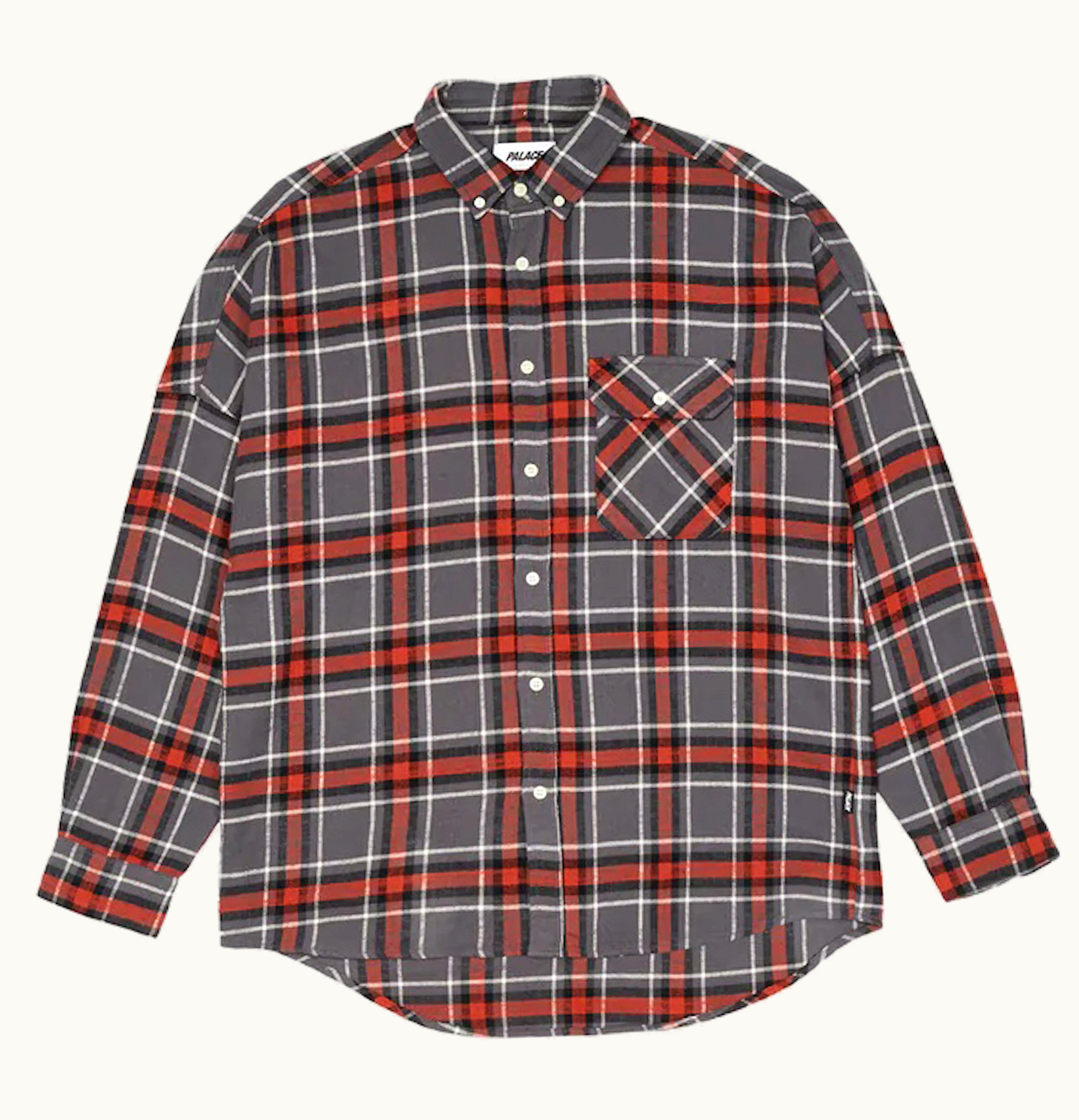 Palace Flannel Drop Shoulder Shirt Grey