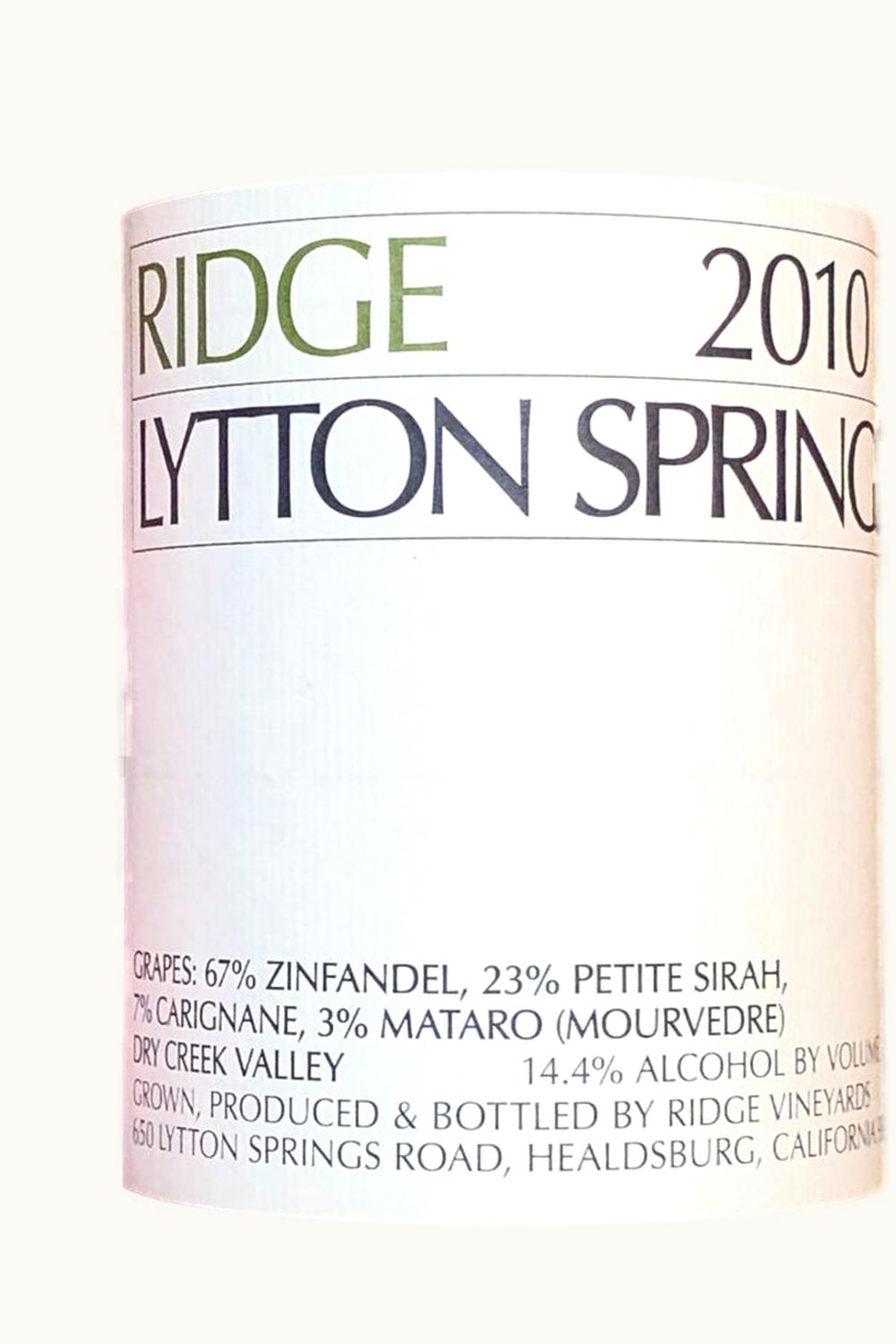Ridge Vineyards Ridge Vineyards Lytton Spring, 2010