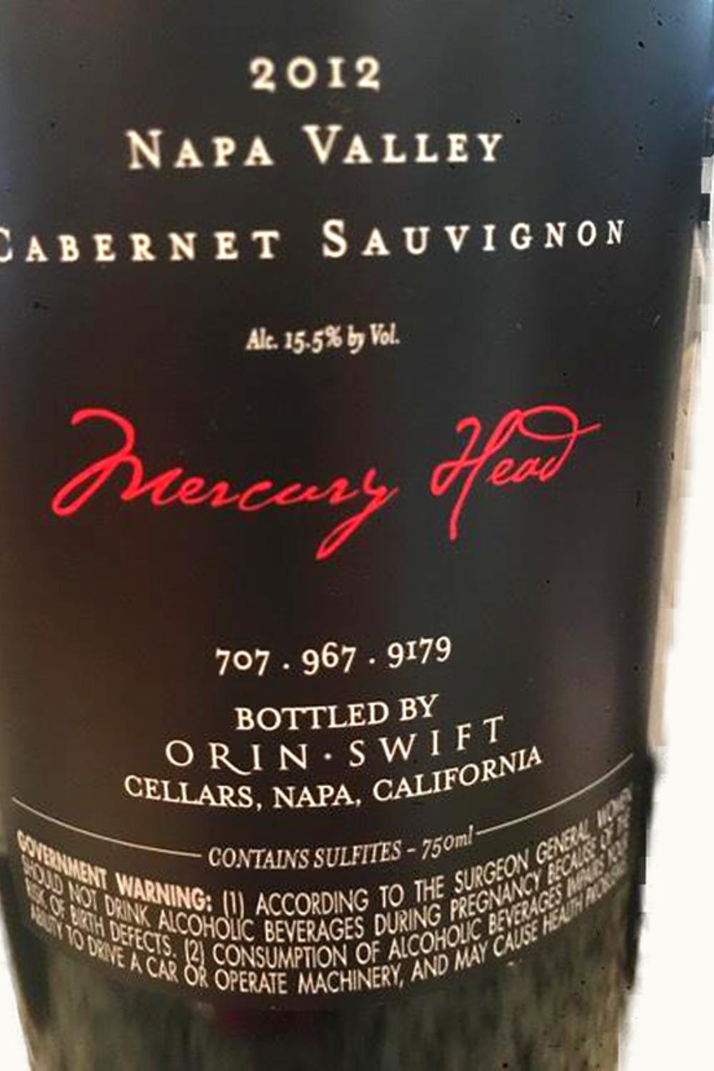 Orin Swift Mercury Head Cabernet Sauvignon, 2005
