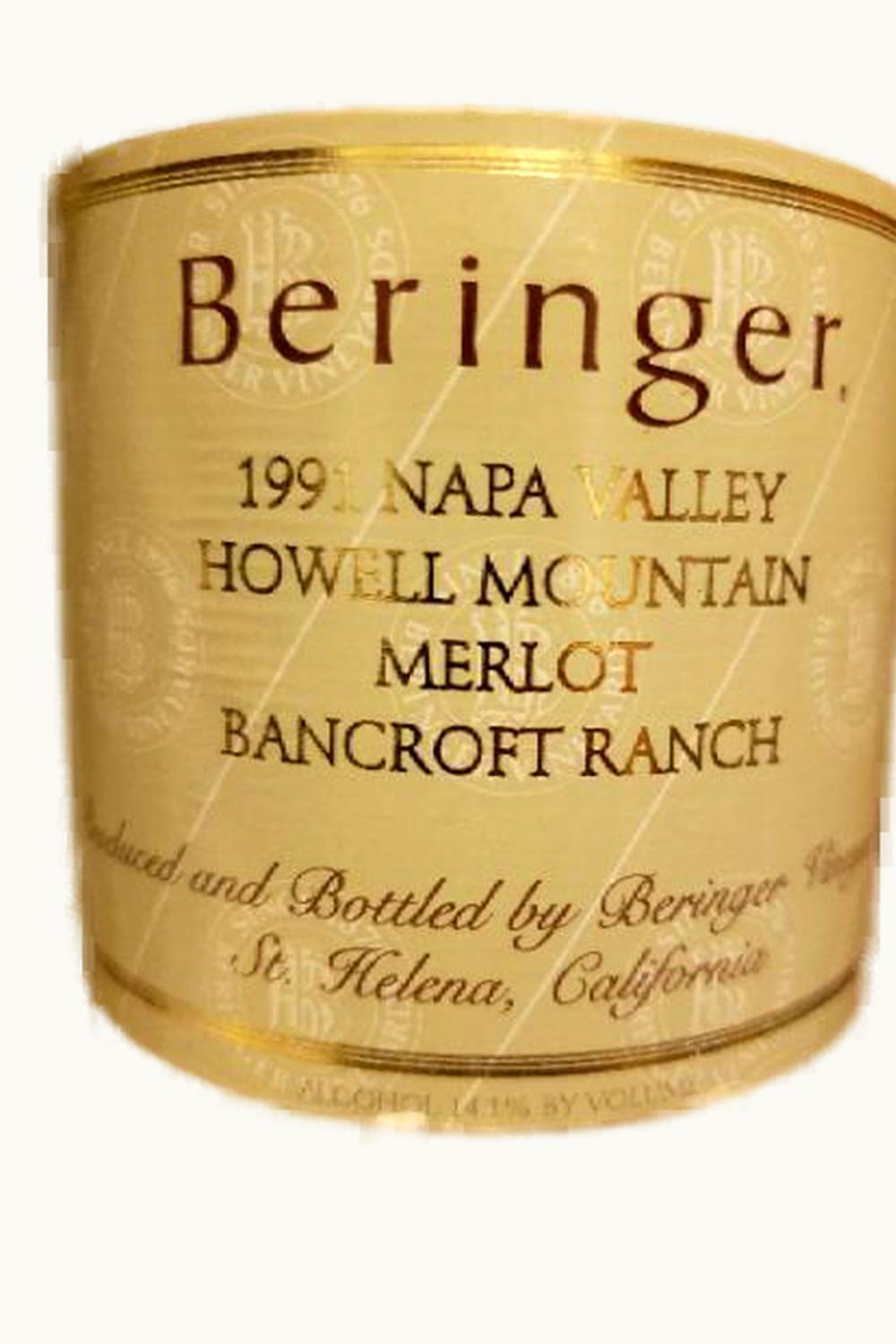 Beringer Beringer Bancroft Ranch Merlot, 1991