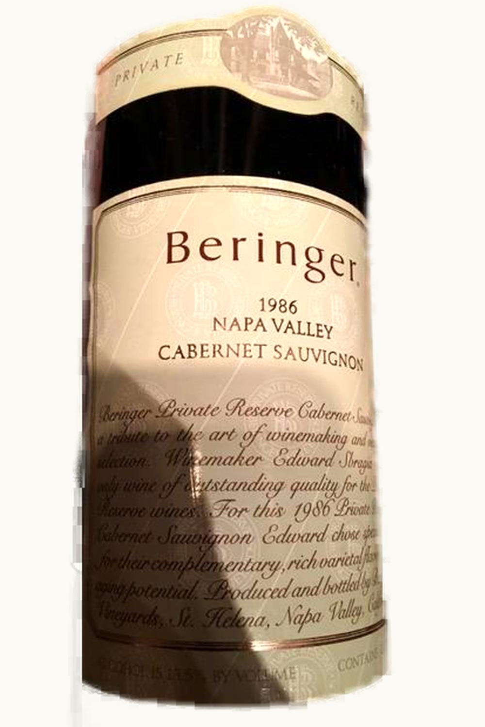 Beringer Single Home Cabernet Sauvignon (St. Helena), 1986