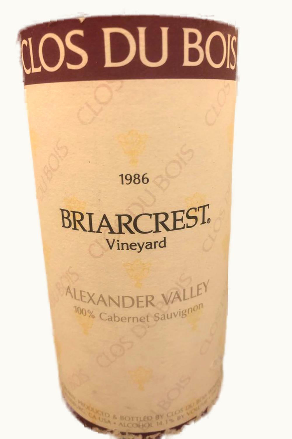 Clos du Bois Clos du Bois Briarcrest Cabernet Sauvignon (Alexander Valley, Sonoma County), 1985