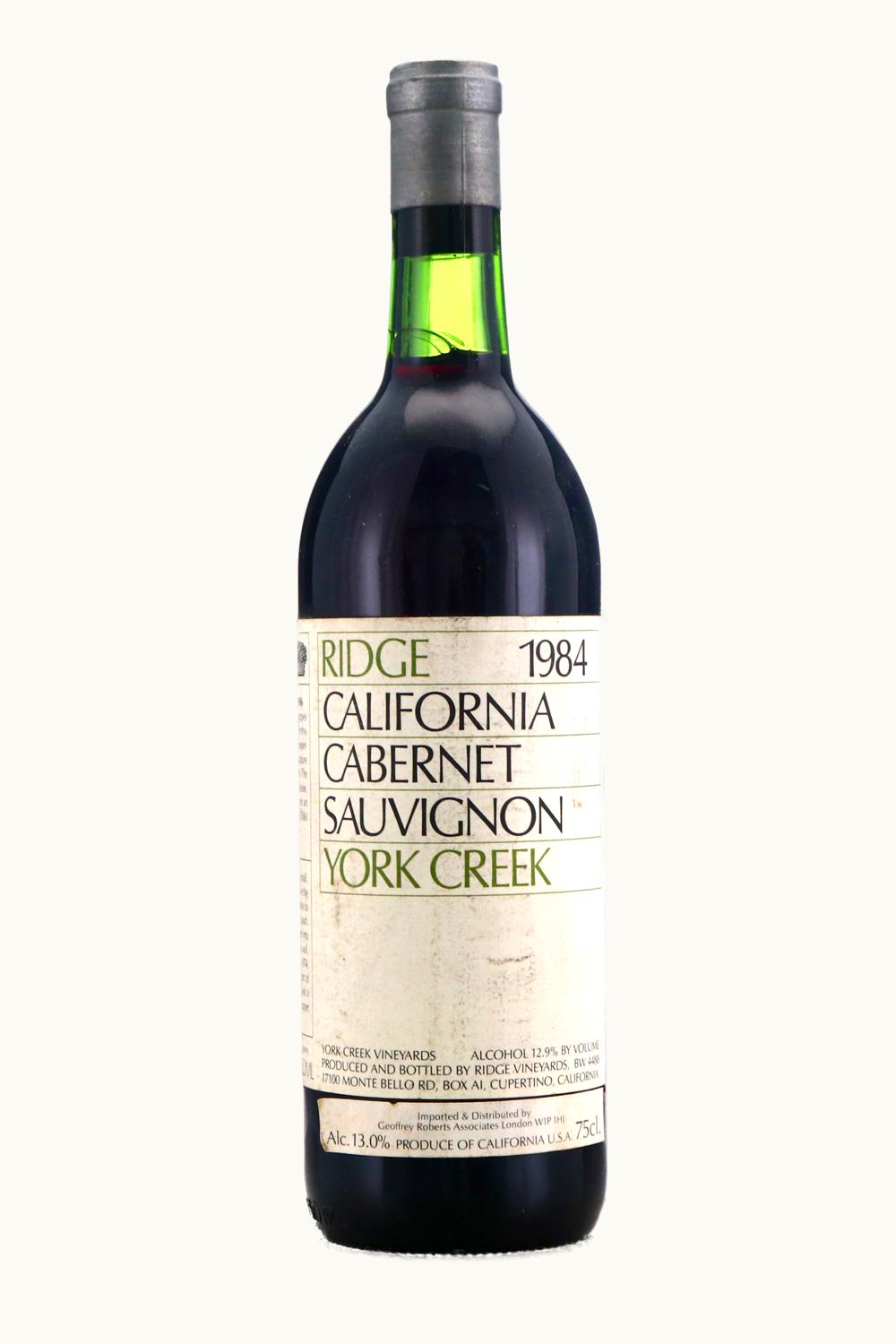 Ridge Vineyards Ridge Vineyards York Creek Cabernet Sauvignon (Spring Mountain District, Napa Valley), 1984