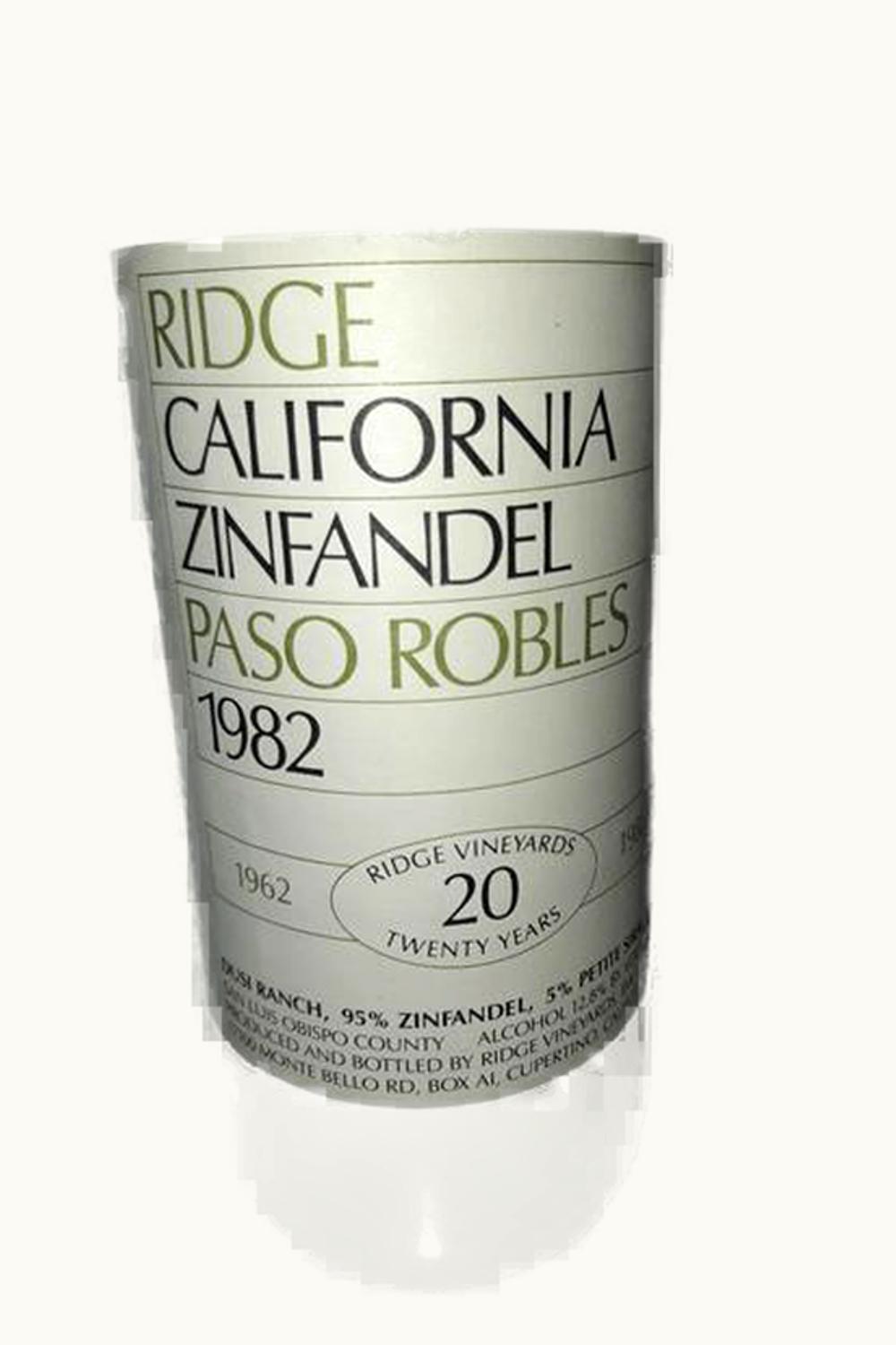 Ridge Vineyards Zinfandel Paso Robles St Luis Obispo County, 1982