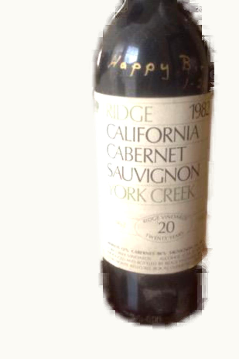Ridge Vineyards Ridge Vineyards York Creek Cab Sauv Spring Mnt District Napa Valley County, 1982