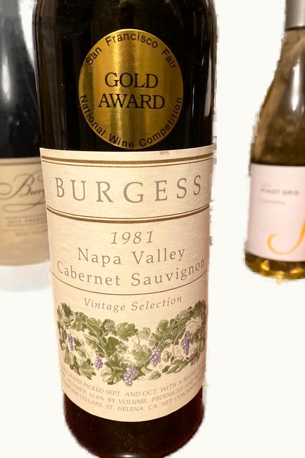 Burgess Cellars Vintage Select Cab Sauv Napa Valley County, 1981