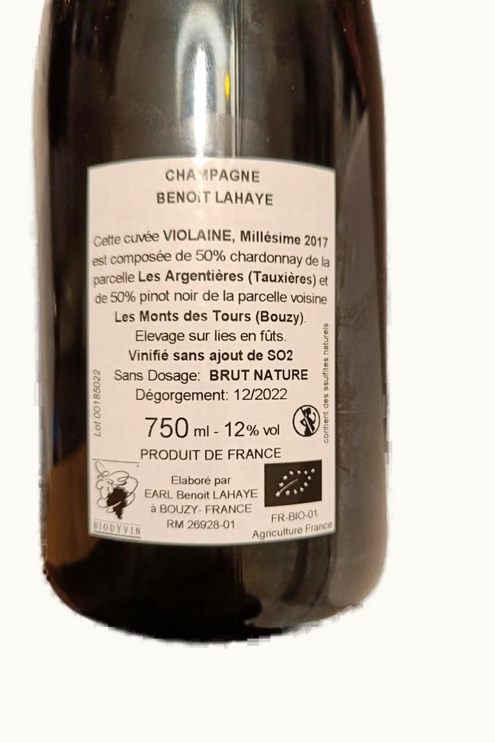 Benoit Lahaye Benoit Lahaye Cuvee Violaine Brut Nature Champagne Zero, 2013