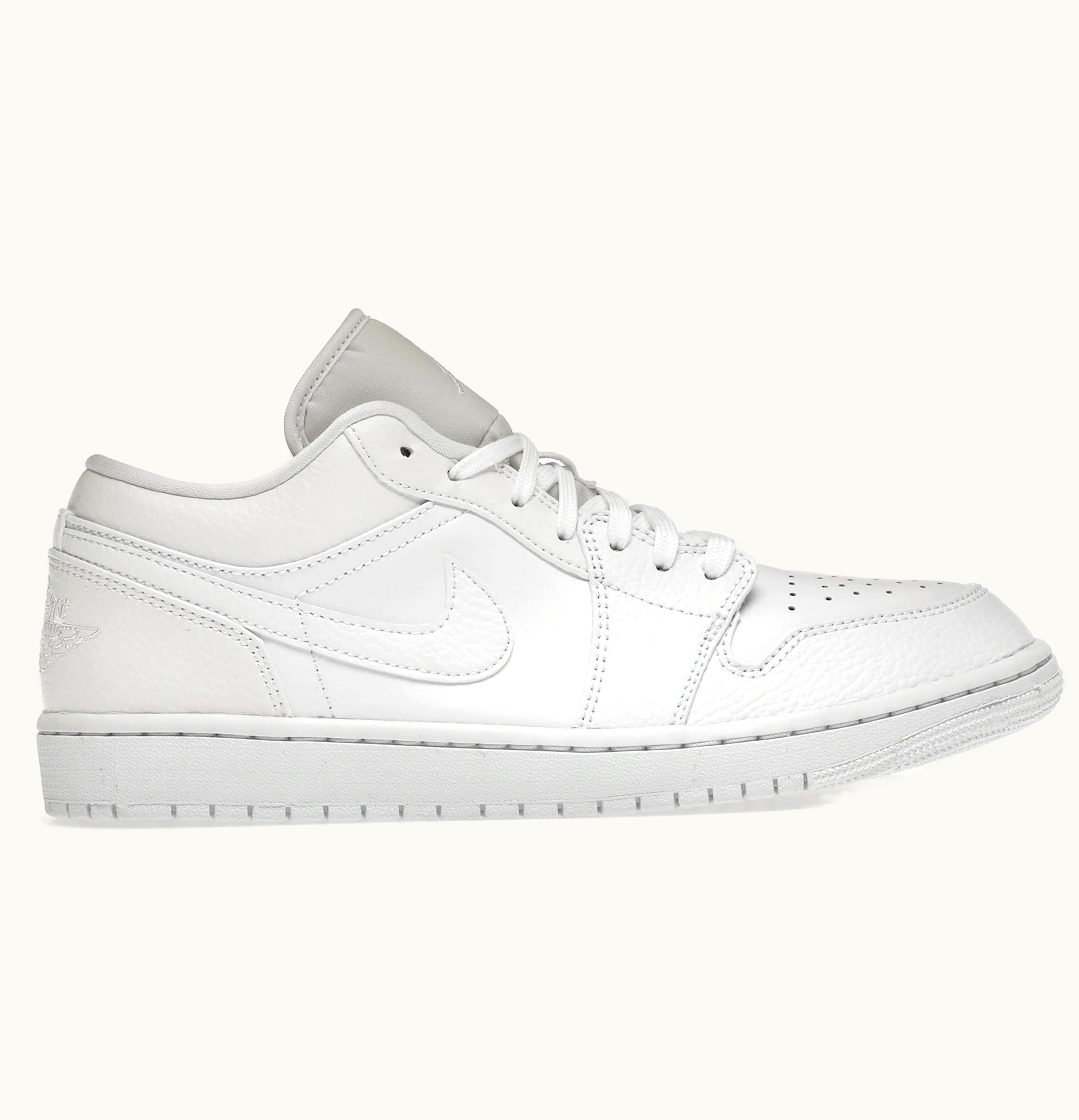 Jordan Air Jordan 1 Low Triple White Tumbled Leather