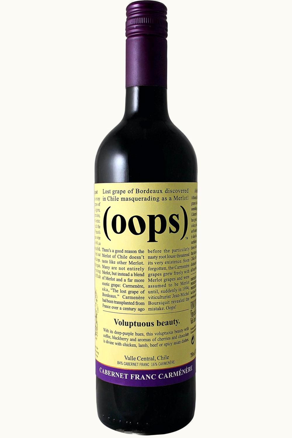 Oops Oops Voluptuous Beauty Cabernet Franc Carmenere Central Valley Chile, 2010