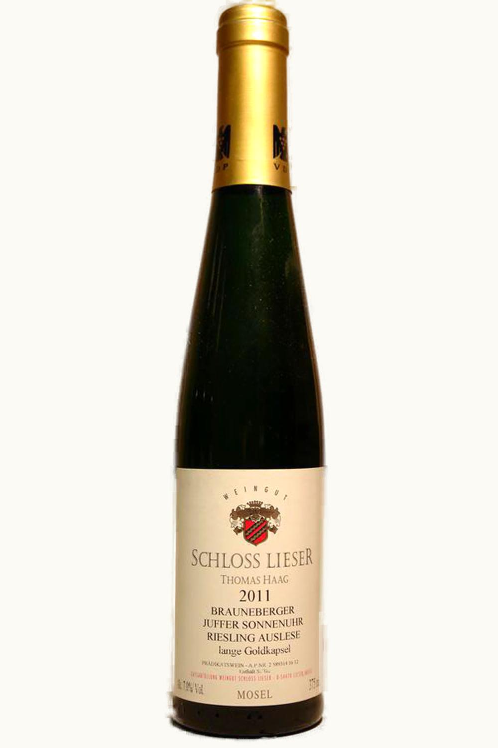 Schloss Lieser Schloss Lieser Thomas Haag Juffer Sonnenuhr Riesling Auslese Lange Gold Cap Brauneberger Mosel Germany, 2011