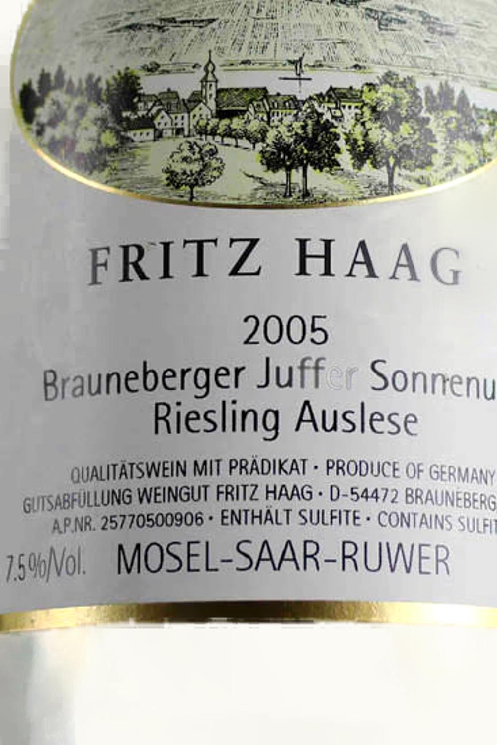 Fritz Haag Fritz Haag Juffer Sonnenuhr Riesling Beerenauslese Brauneberger Mosel Germany, 2010