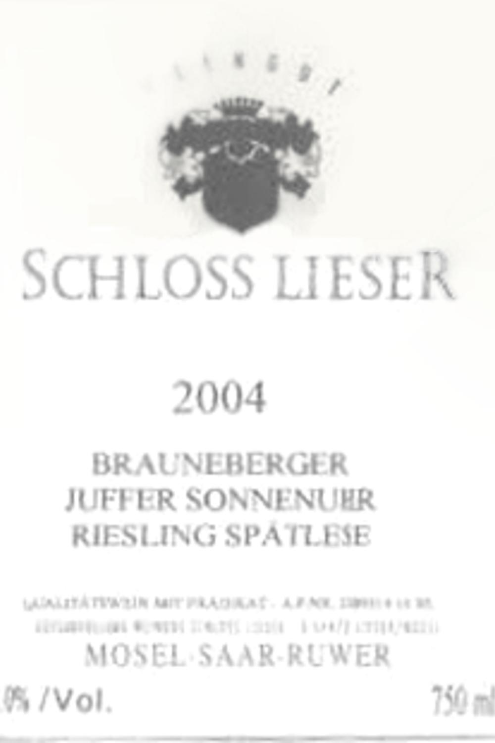 Schloss Lieser Schloss Lieser Thomas Haag Juffer Sonnenuhr Riesling Spätlese, 2008