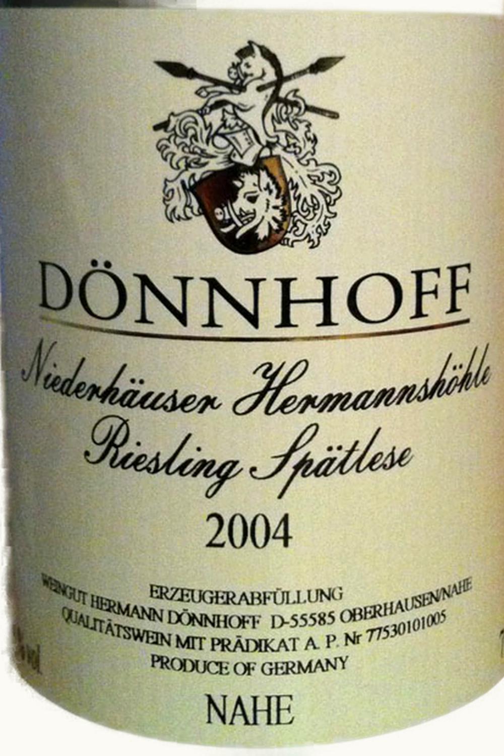 Donnhoff Donnhoff Niederhäuser Hermannshöhle Riesling Spätlese, 2004