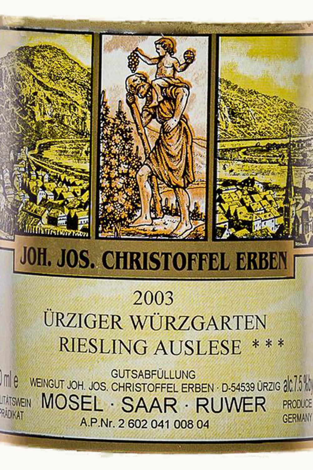 Joh. Jos. Christoffel Erben Joh. Jos. Christoffel Erben Ürziger Würzgarten Riesling Auslese, 1993