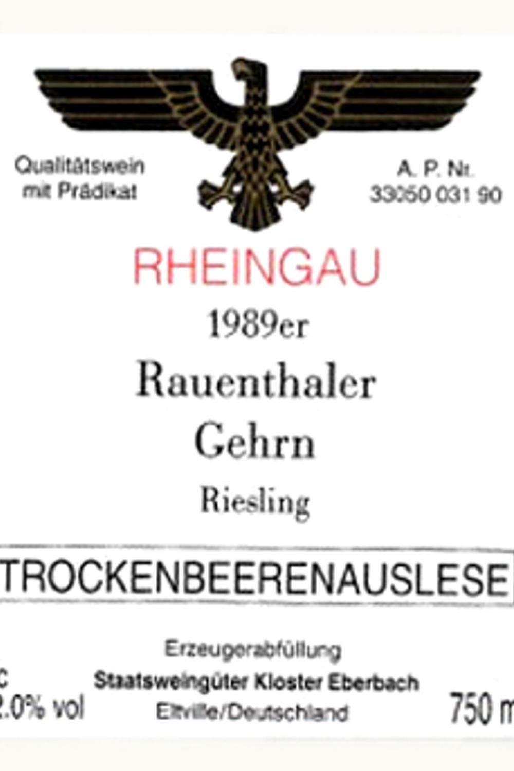 Kloster Eberbach Kloster Eberbach Gehrner Riesling TBA, 1989