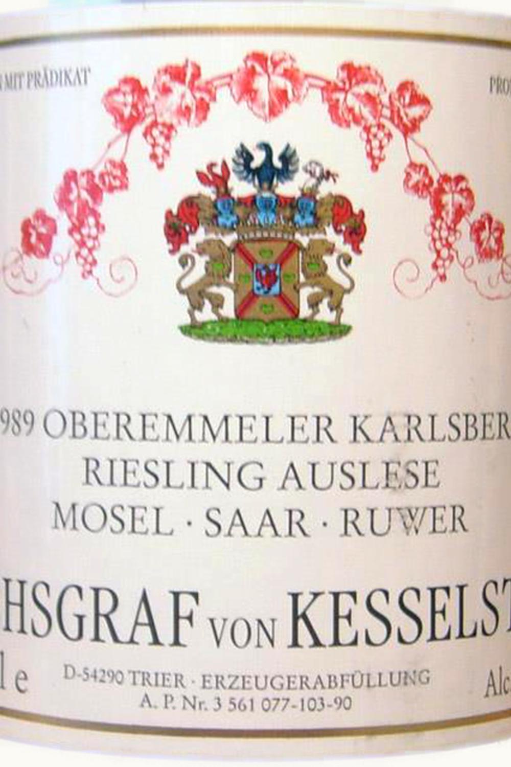 Reichsgraf von Kesselstatt Reichsgraf von Kesselstatt Oberemmeler Abtei Hof Carlsberg Riesling Ice, 1983