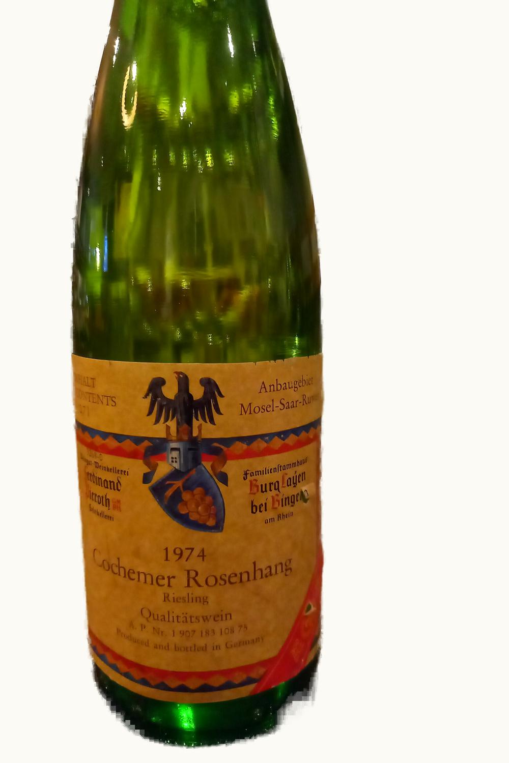 Pieroth Pieroth Cochemer Rosenhang Riesling, 1974