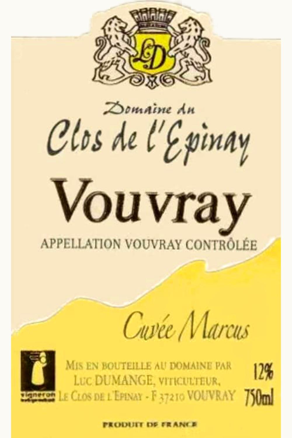 Domaine du Clos de l'Epinay Domaine du Clos de l'Epinay Cuvée Marcus Vouvray Touraine Loire, 2011
