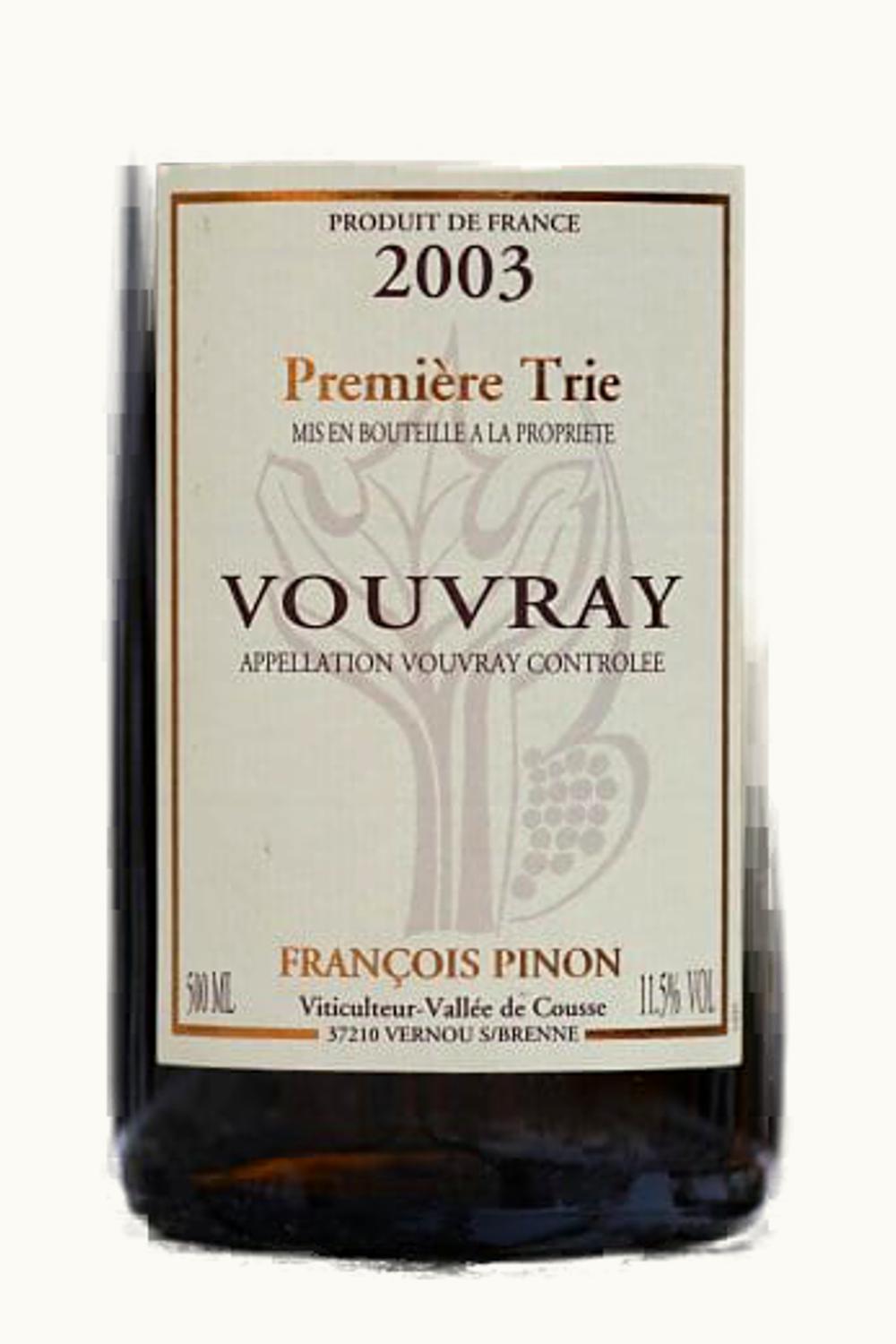 Francois Pinon Francois Pinon Premier Trie Vouvray Touraine Loire France, 2003