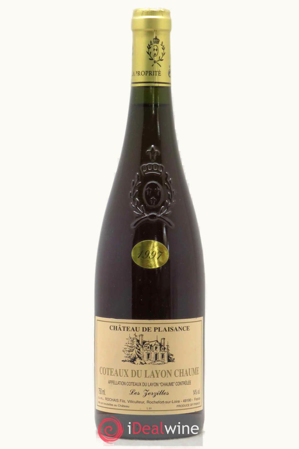 De Plaisance De Plaisance Les Zerzilles Coteaux du Layon Chaumes Anjou Loire France, 1989