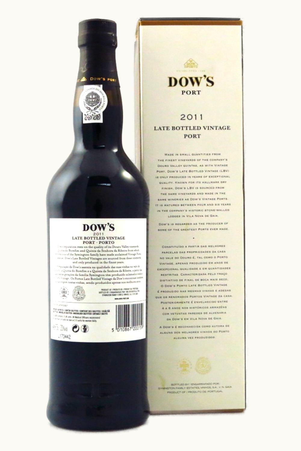 Dow's Dow's Late Bottled Vintage Port LBV Oporto Douro Portugal, 2011