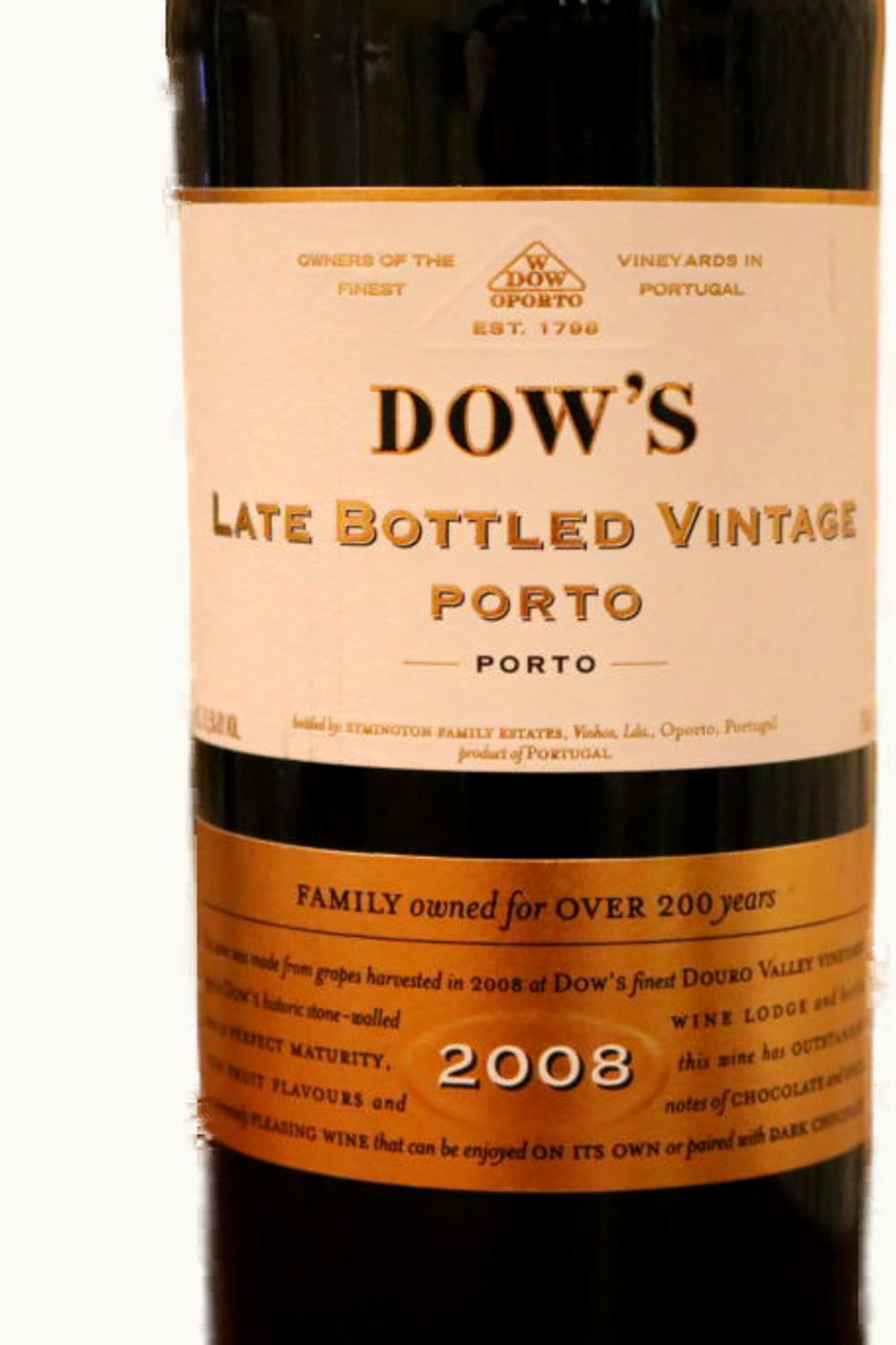 Dow's Dow's Late Bottled Vintage Port LBV Oporto Douro Portugal, 2008
