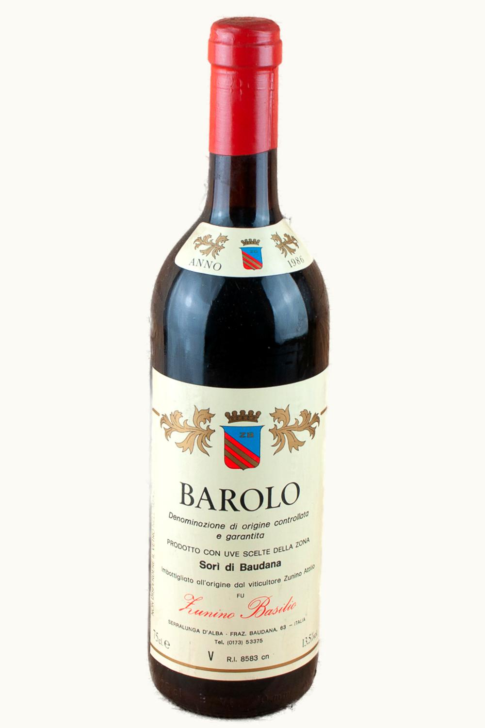 Zunino Basilico Sori di Baudana Barolo, 1986