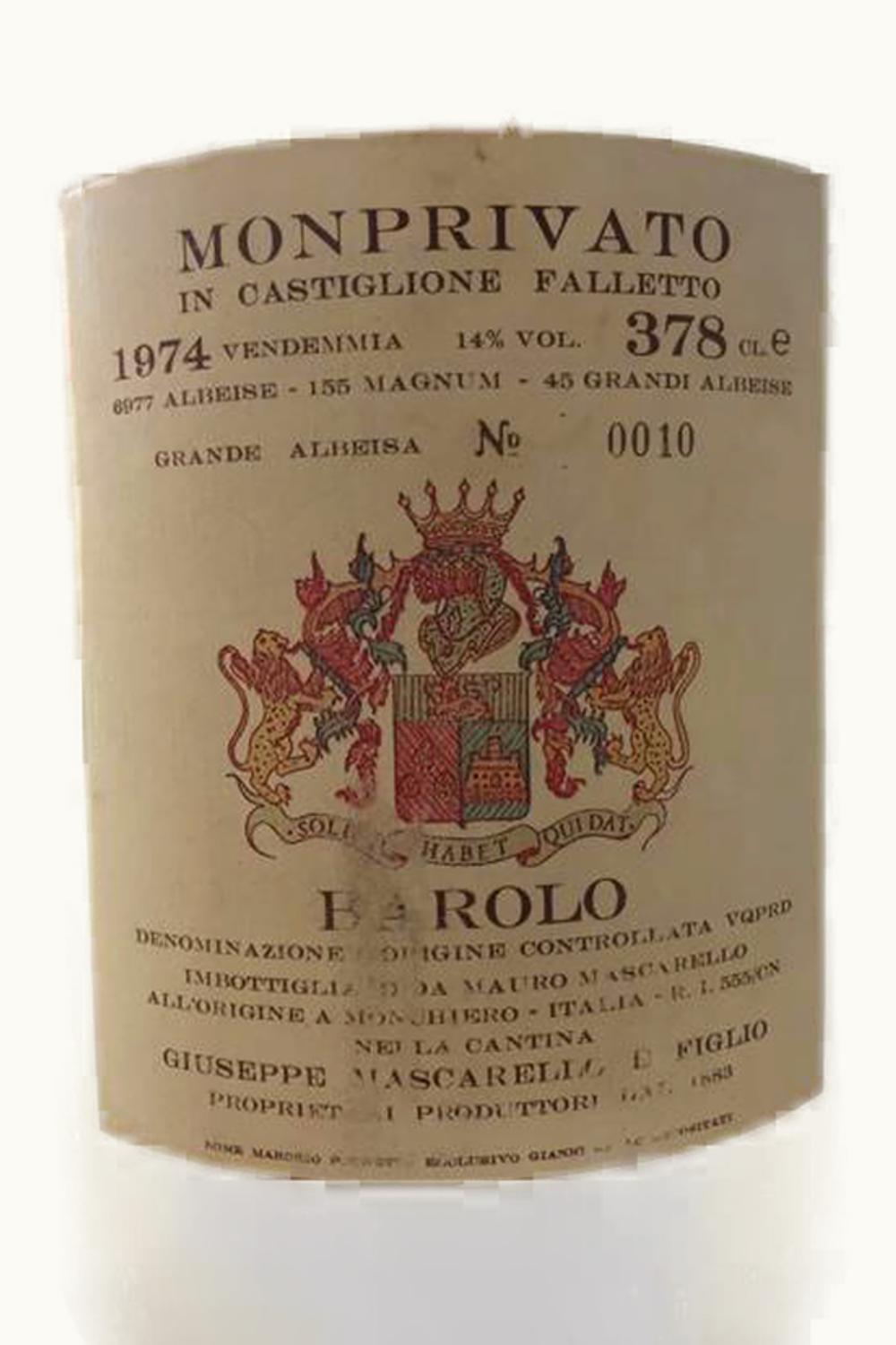 Giuseppe Mascarello e Figlio Monprivato Barolo, 1974