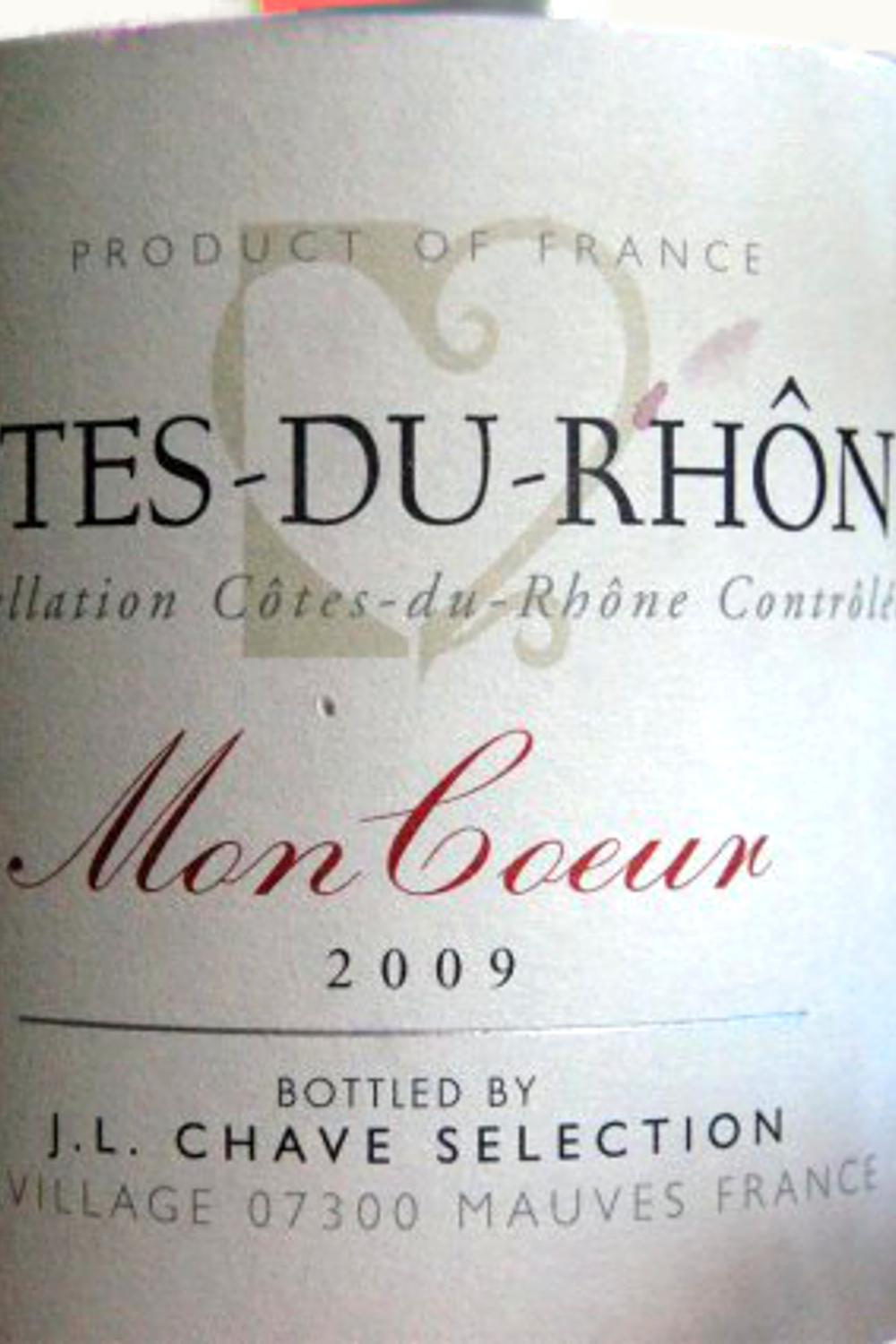 Domaine Jean-Louis Chave Domaine Jean-Louis Chave Selection Mon Coeur Cotes du Rhone, 2009