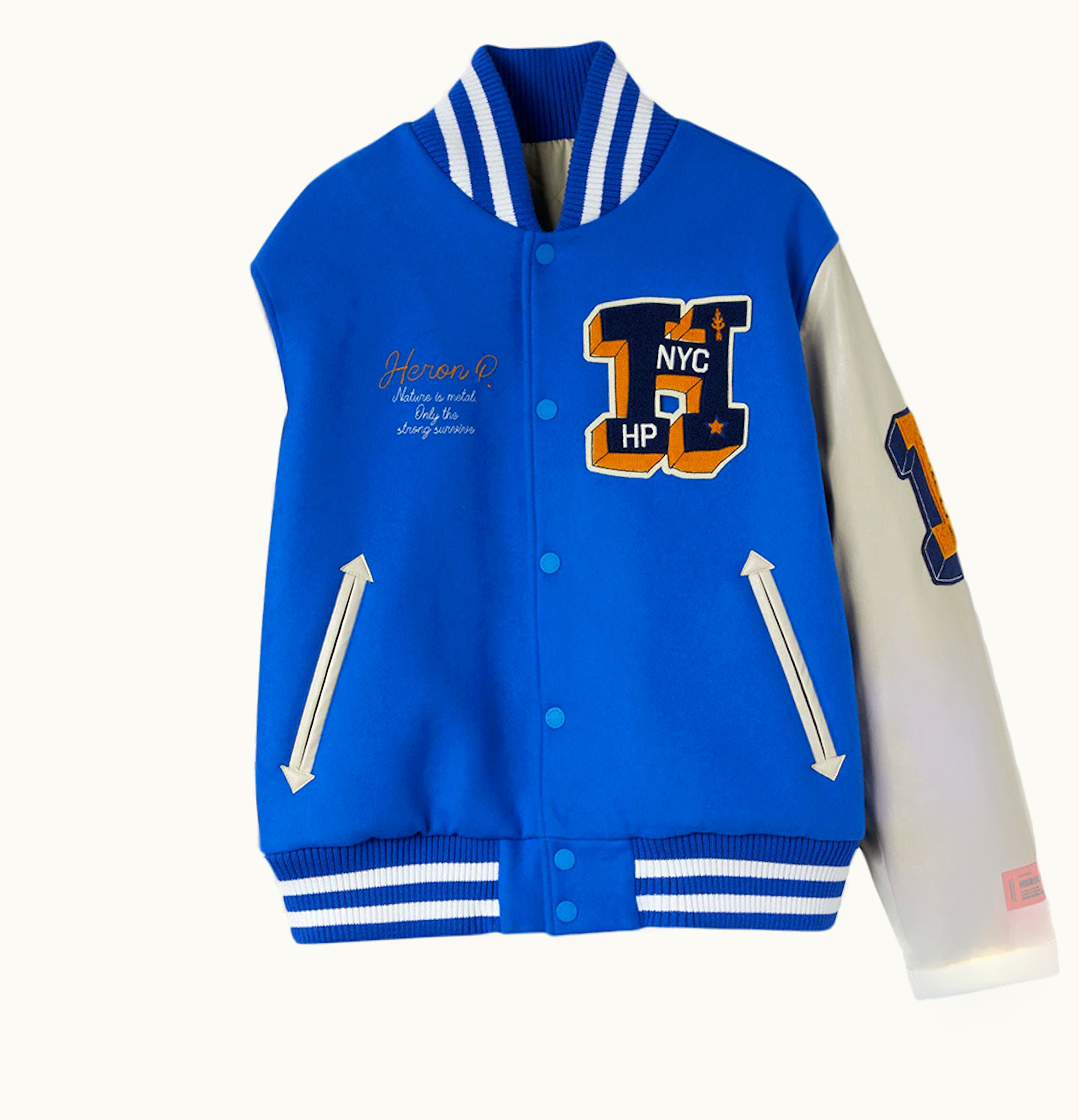 Heron Preston Heron Preston Heron Patches Varsity Jacket Jacket Blue Yellow