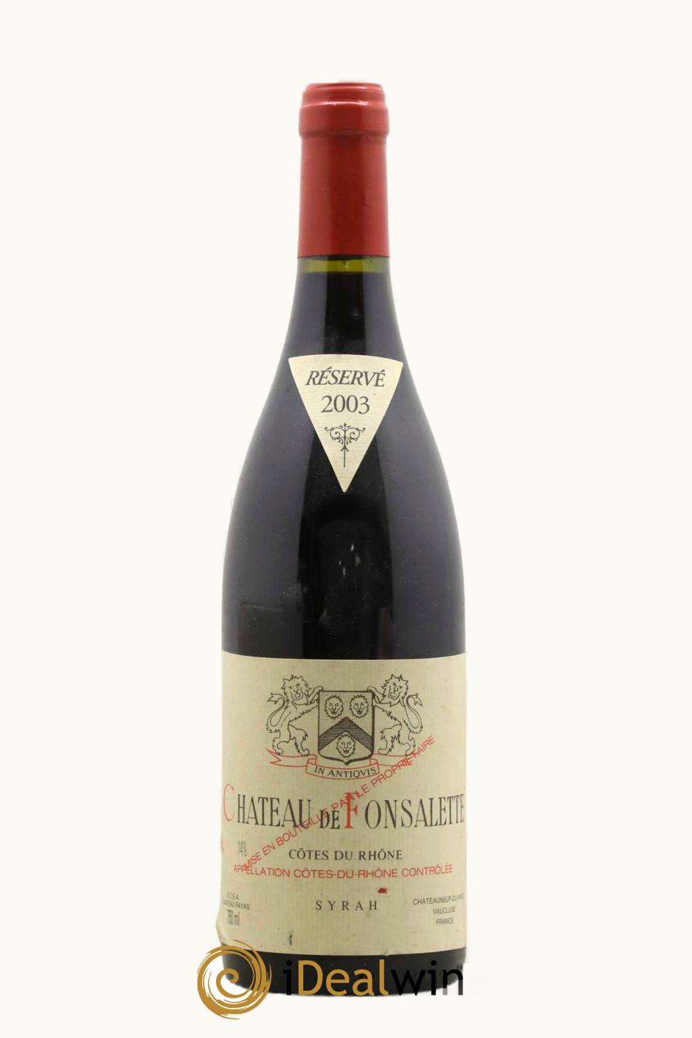 Domaine de Fonsalette Domaine de Fonsalette Cuvée Syrah Réserve, 2003