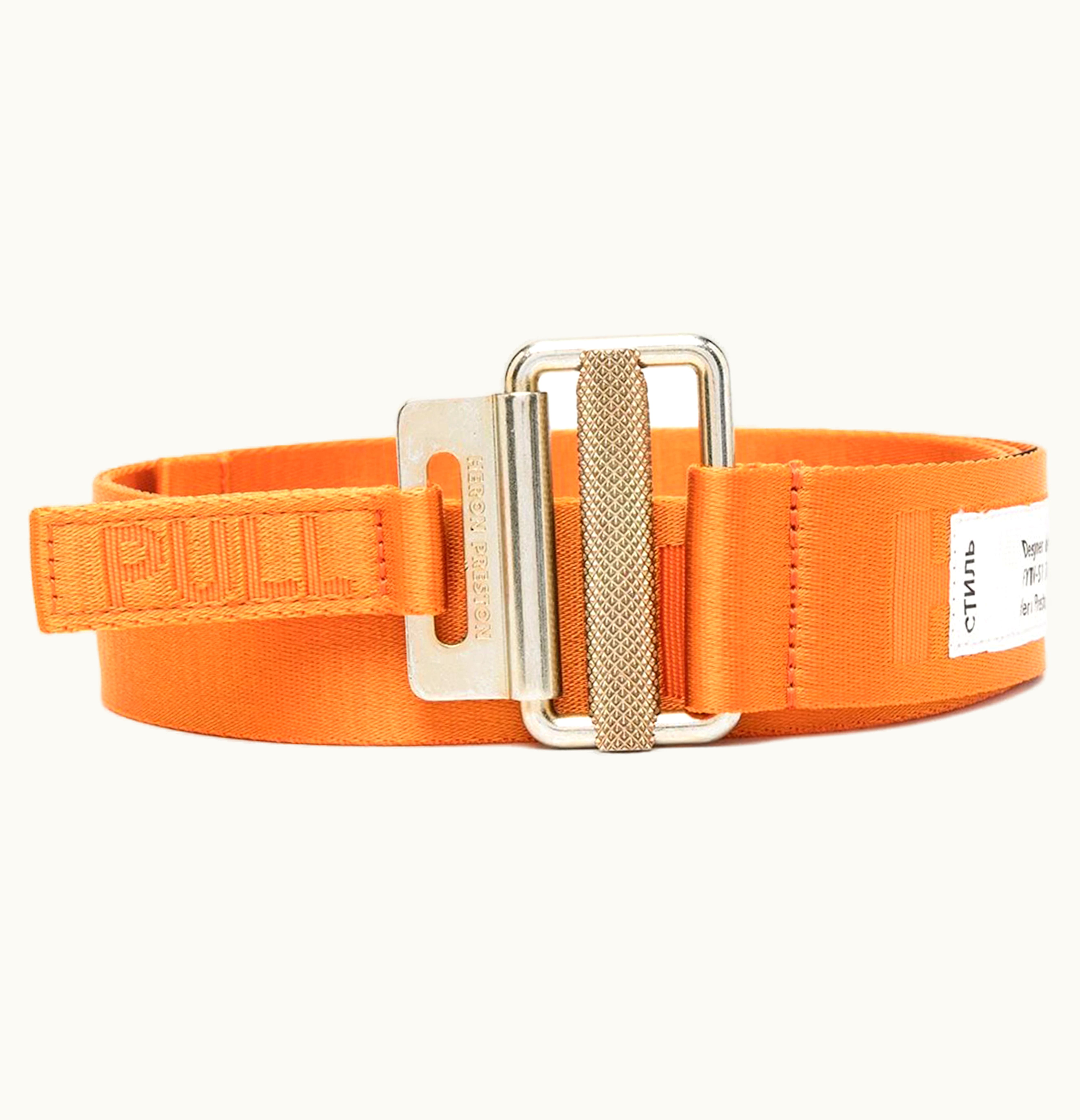 Heron Preston Heron Preston Tape Logo Belt Orange Gold tone