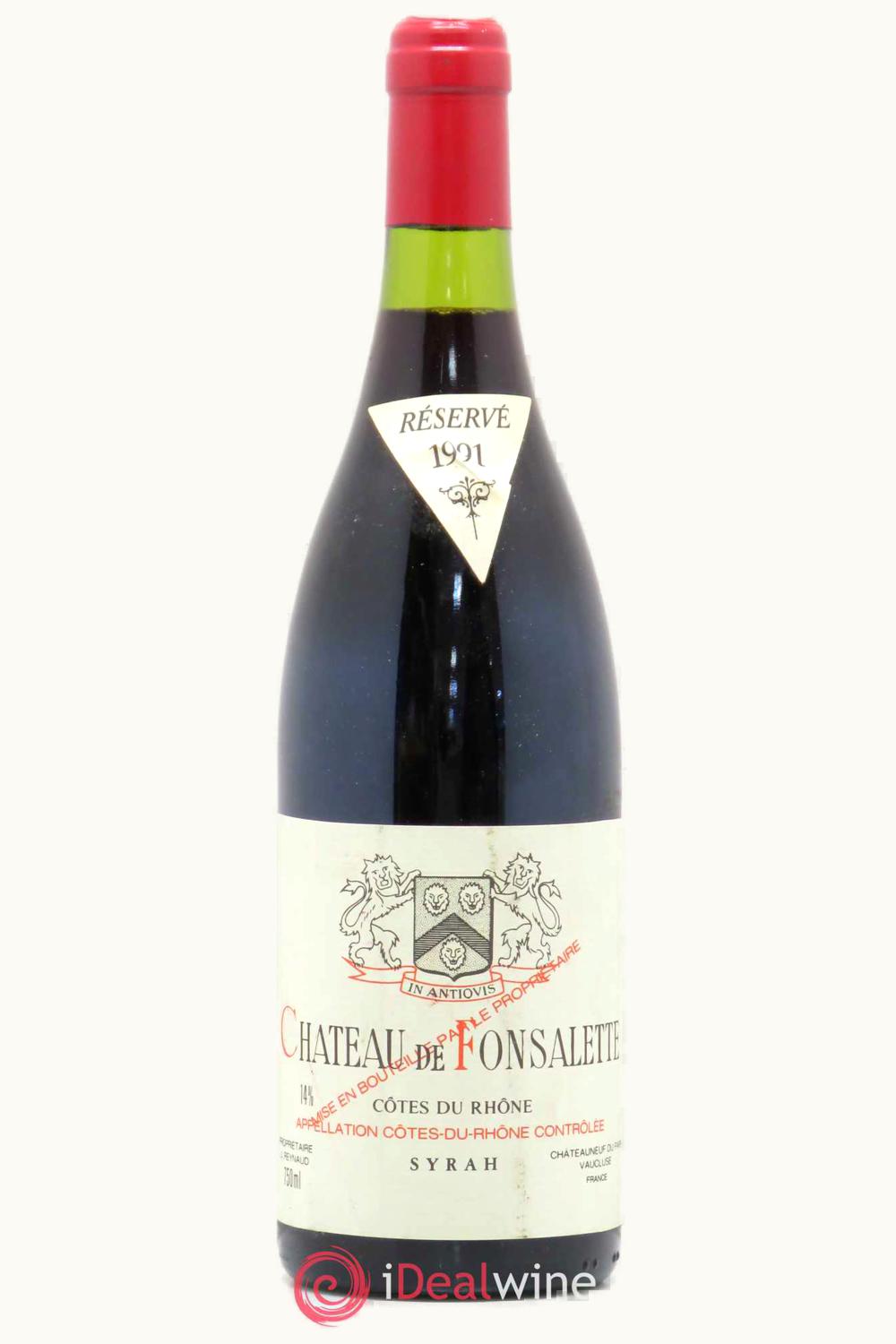 De Fonsalette Cuvee Sra Rsrv Cote du Rhone France, 1991