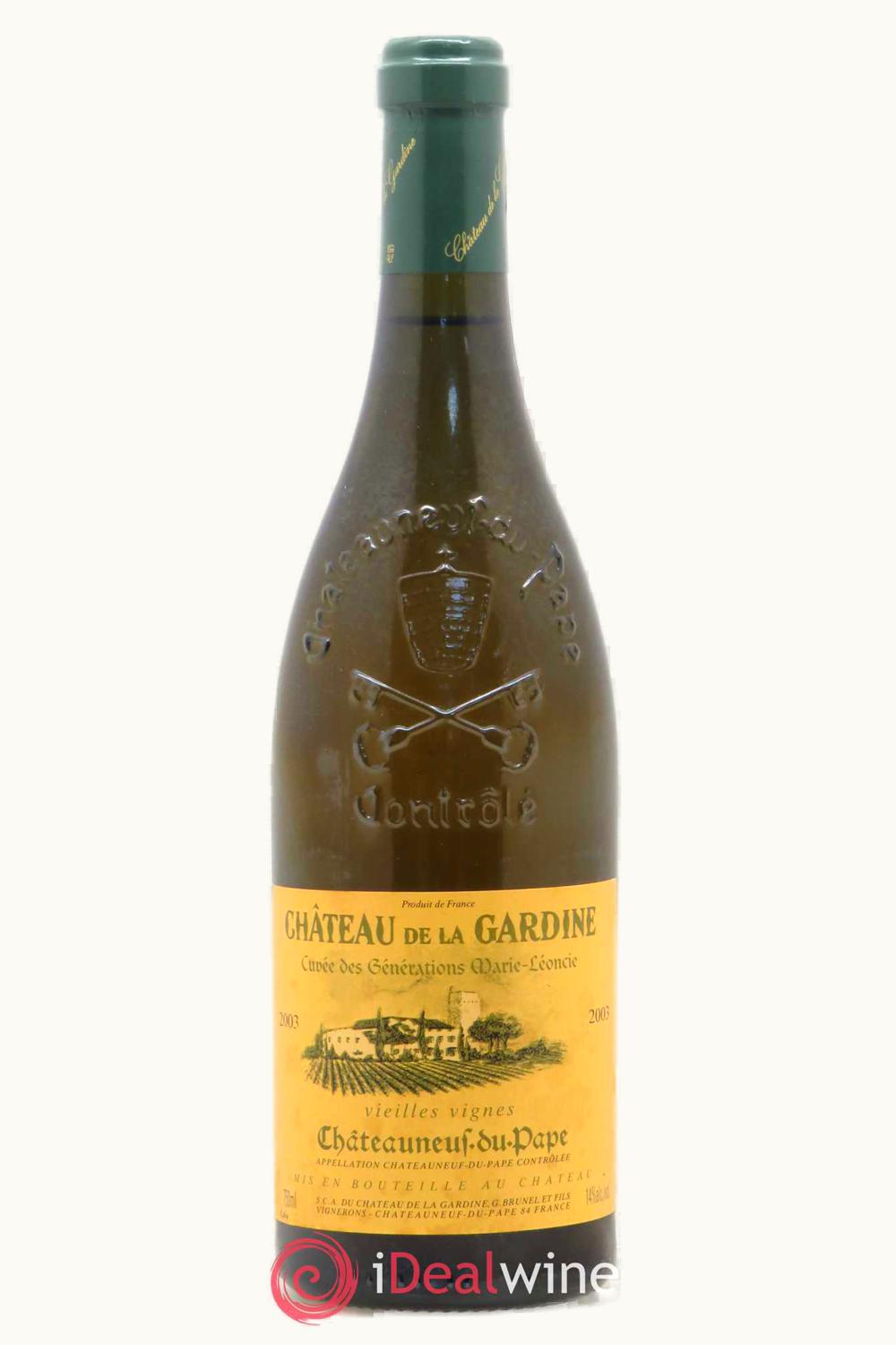 De La Gardine Cuvee Generation Marie Leoncie Vieilles Vigne Chateauneuf du Pape Rhone France, 1991