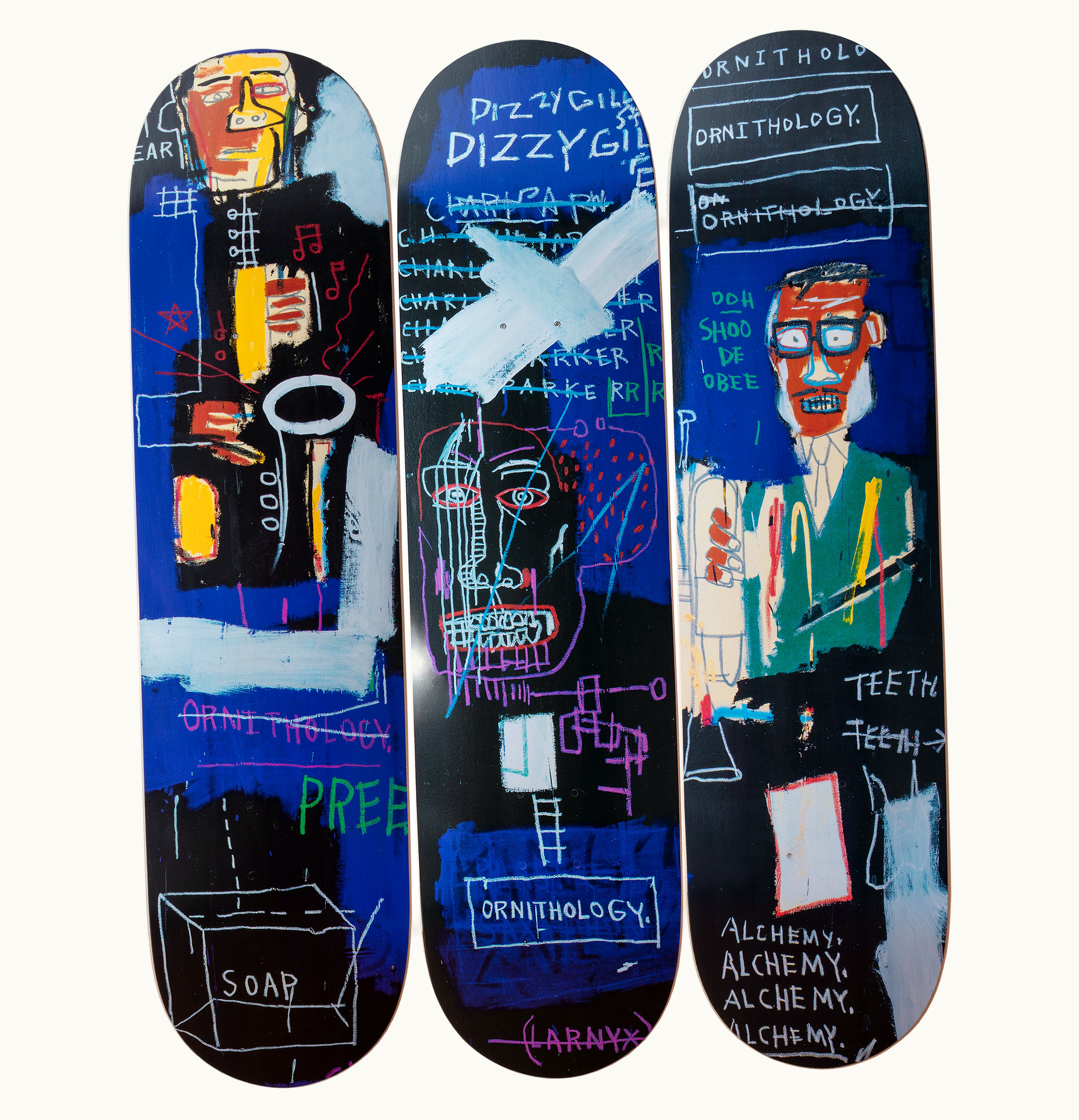 The Skateroom The Skateroom Jean Michel Basquiat Horn Players Skate Deck Set Blue