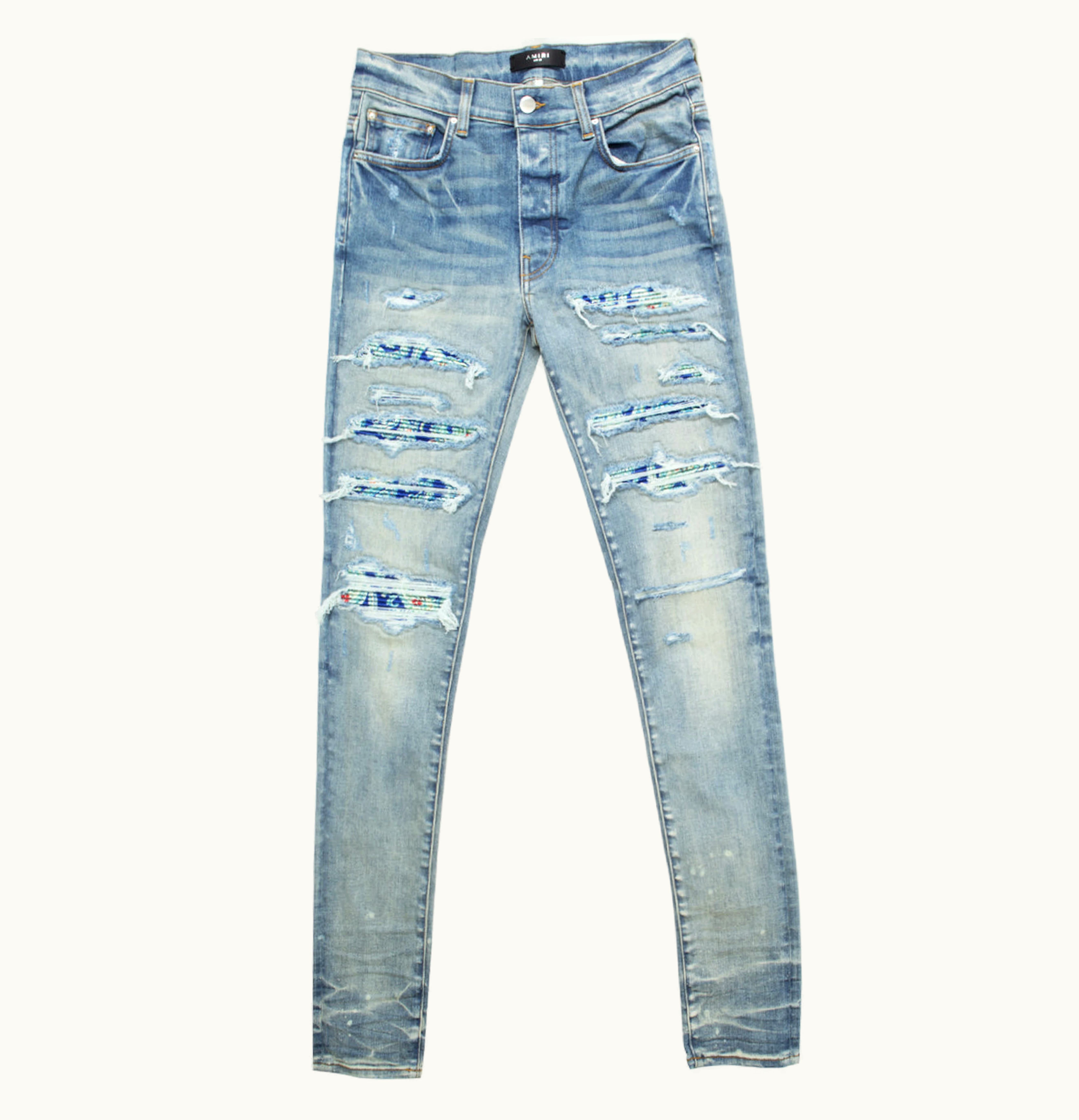 Amiri AMIRI Silk PJ Thrasher Jeans Blue